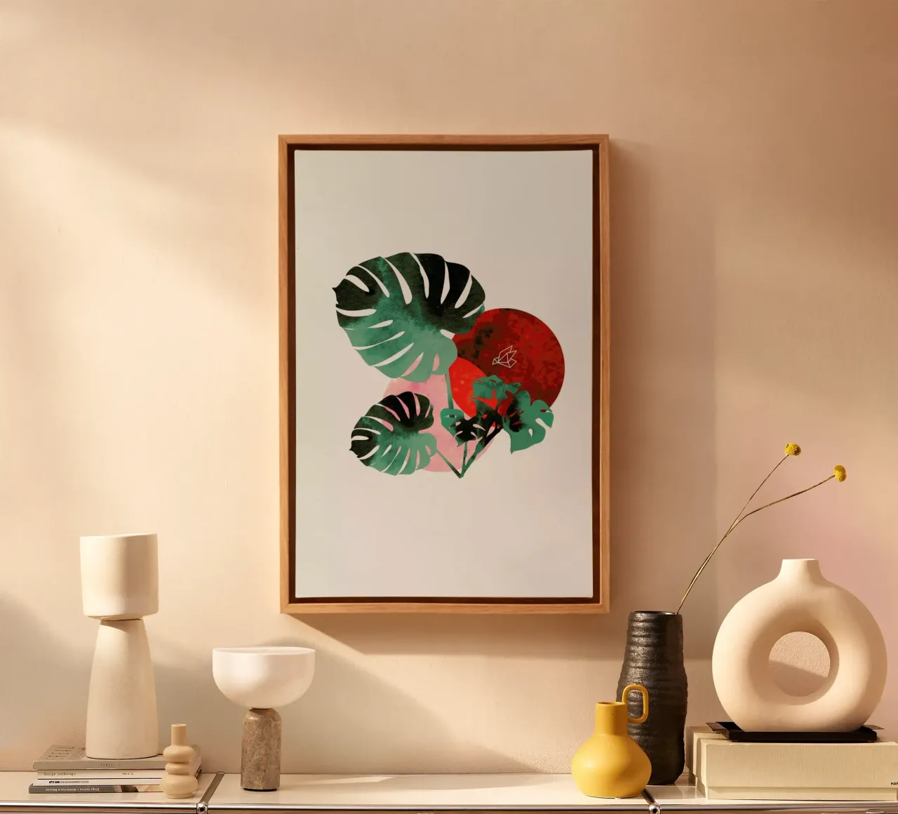 Tropical Red tela con Cornice a cassetta da XOXO Arte