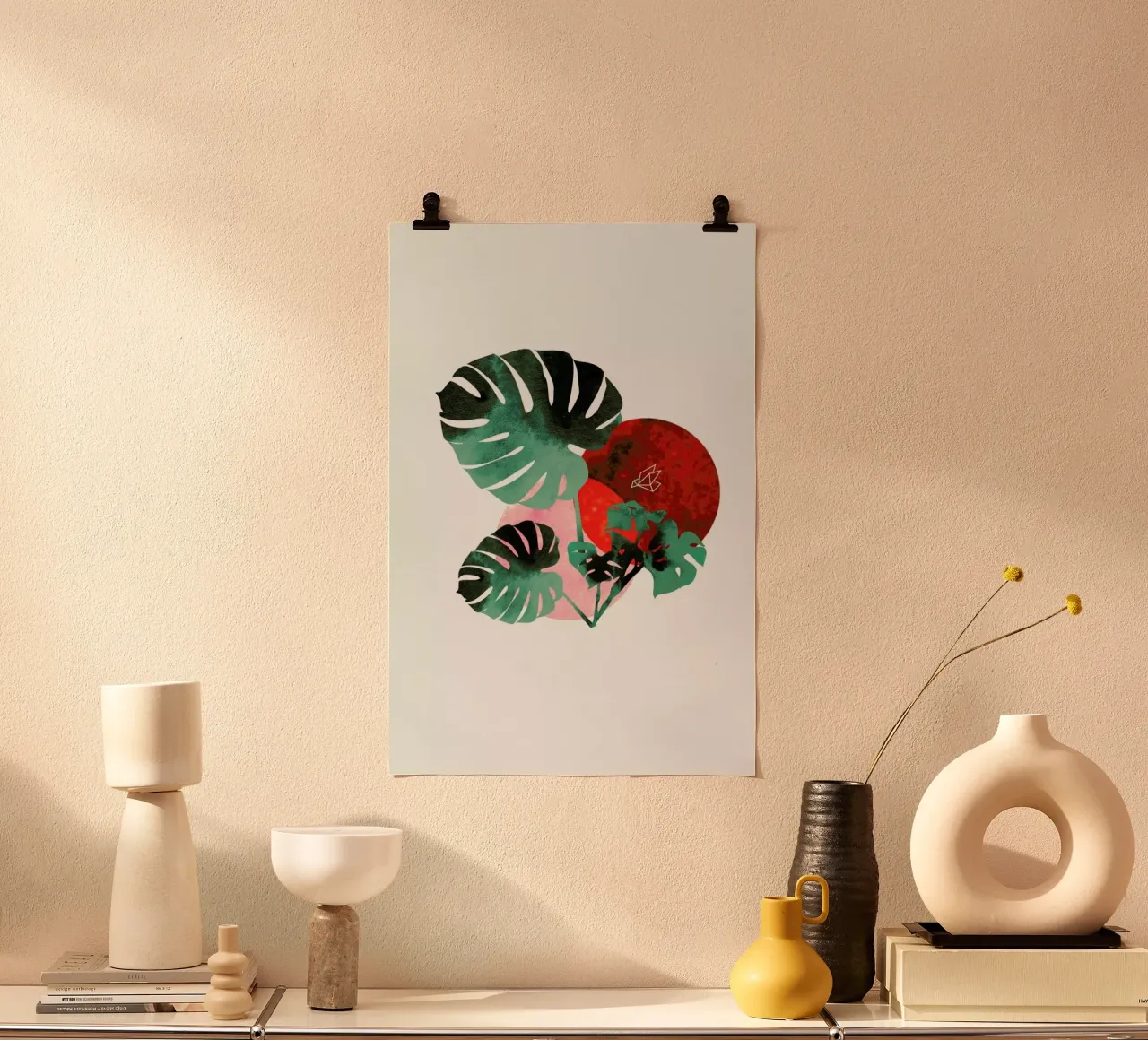 Tropical Red poster con telaio in plastica da XOXO Arte