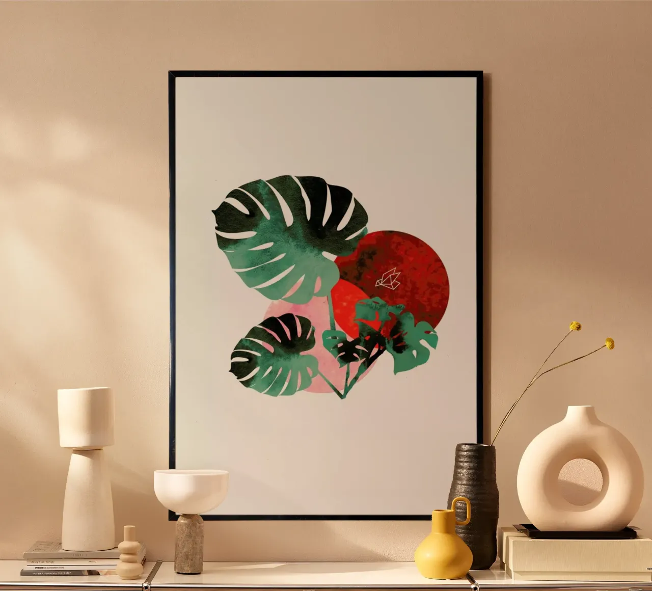 Tropical Red poster con telaio in plastica da XOXO Arte
