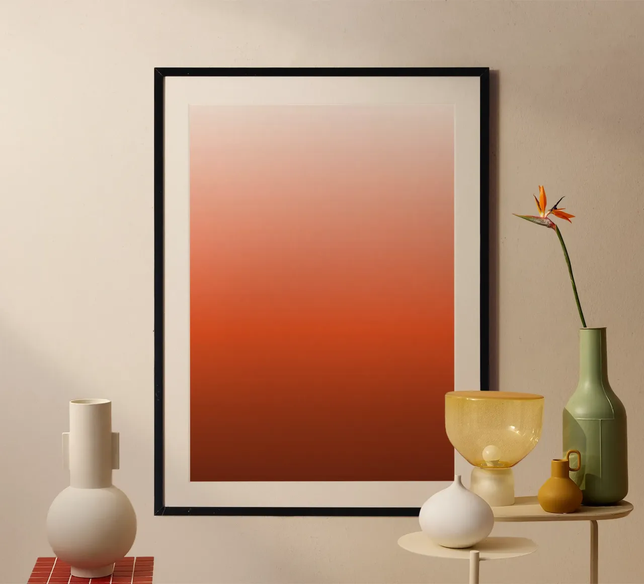 Soleil couchant poster avec cadre en aluminium de Idées & Création