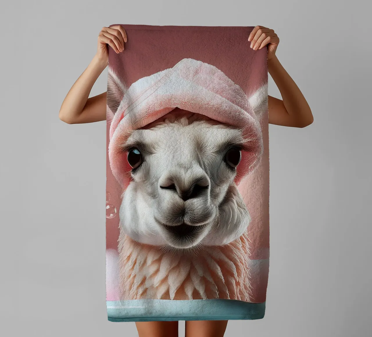 Relaxing Llama Bubble Bath - Fun and Quirky Wall Art towel by FlexiDesignsByK
