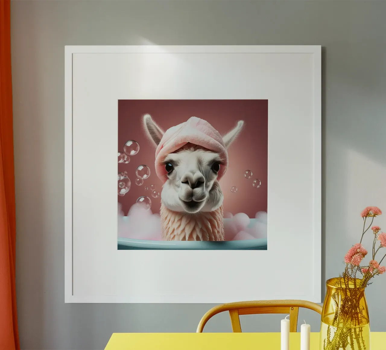 Bagnoschiuma rilassante per lama - Arte da parete divertente e stravagante poster da FlexiDesignsByK