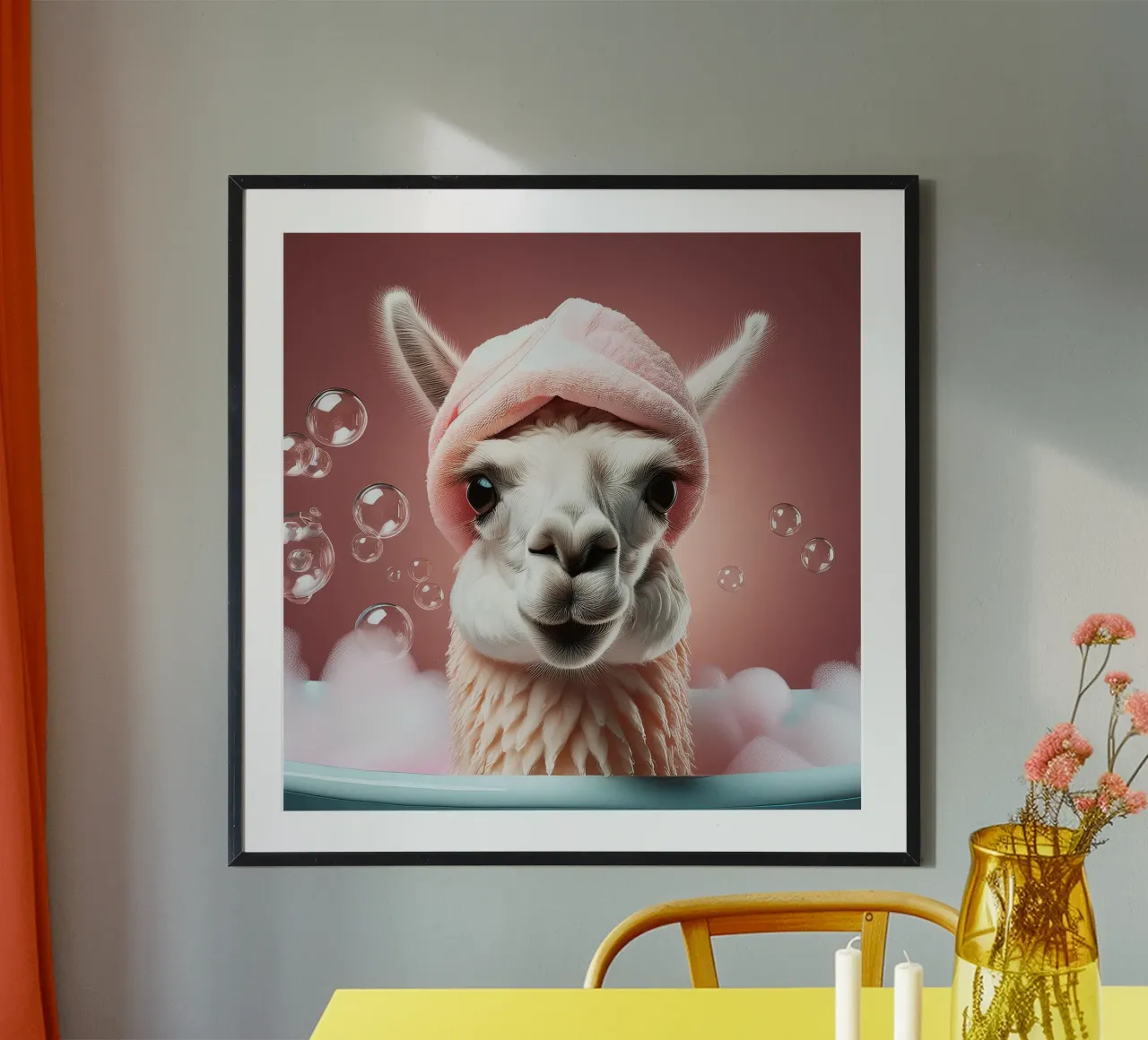 Bagnoschiuma rilassante per lama - Arte da parete divertente e stravagante poster da FlexiDesignsByK