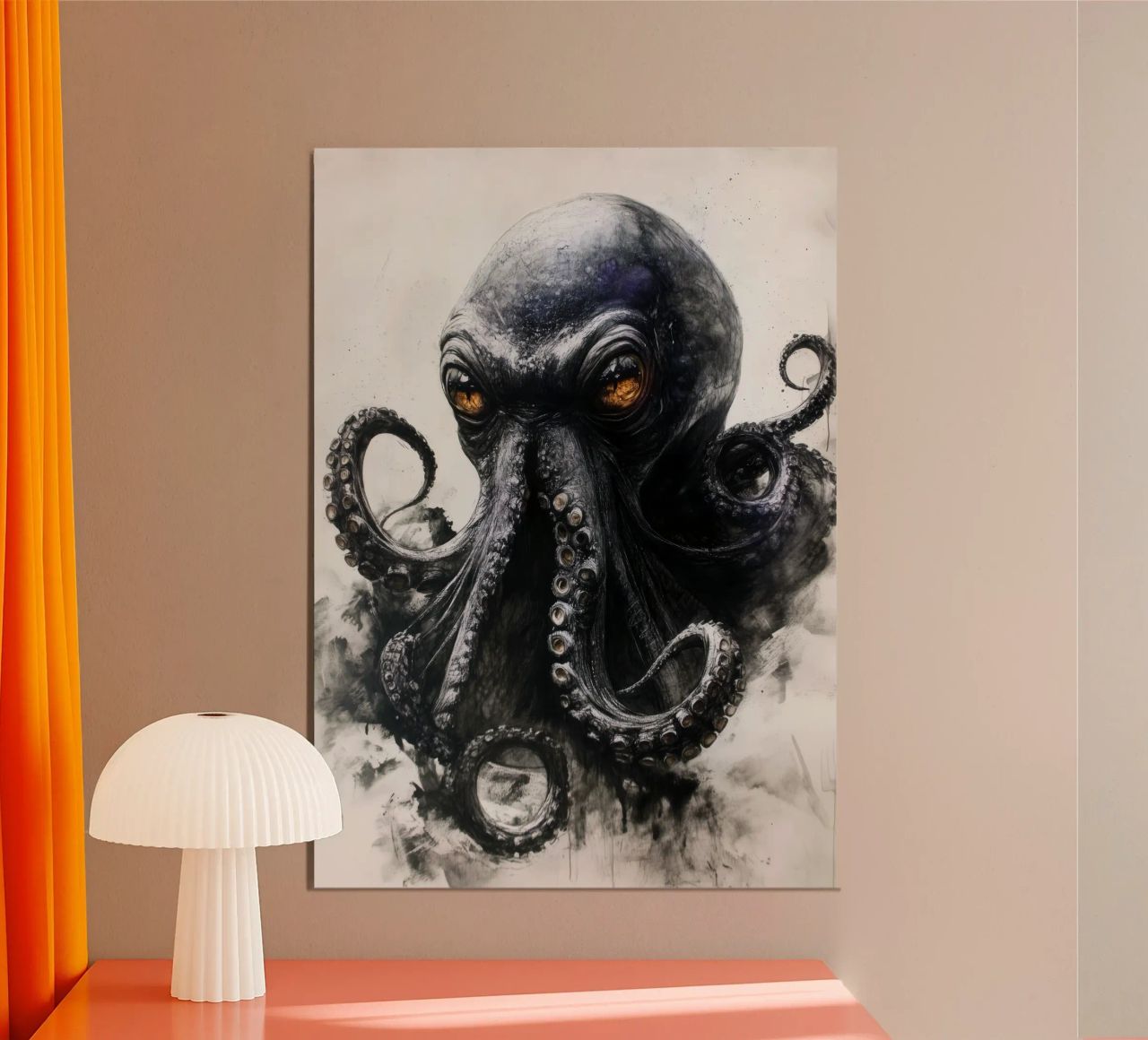 Pieuvre noire vie marine poster de Justyna Jaszke JBJart