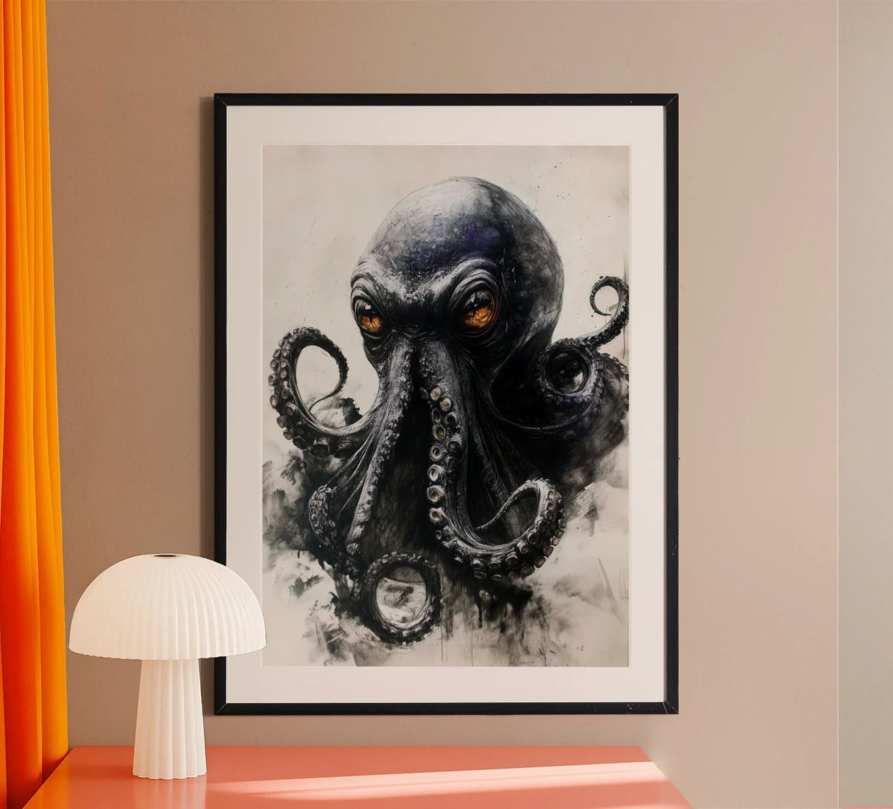 Pieuvre noire vie marine poster de Justyna Jaszke JBJart