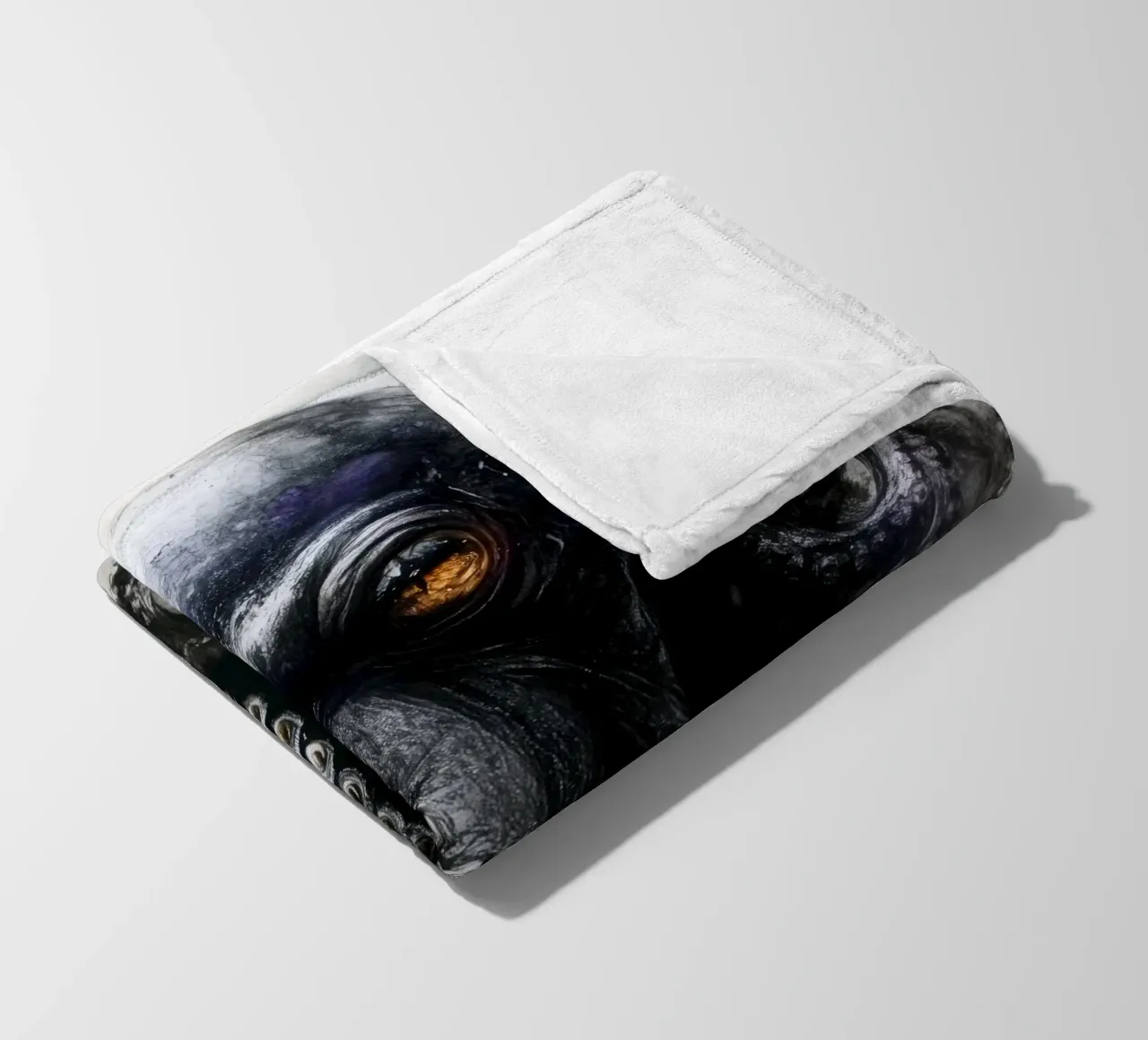 Black octopus sea life fleece blanket by Justyna Jaszke JBJart