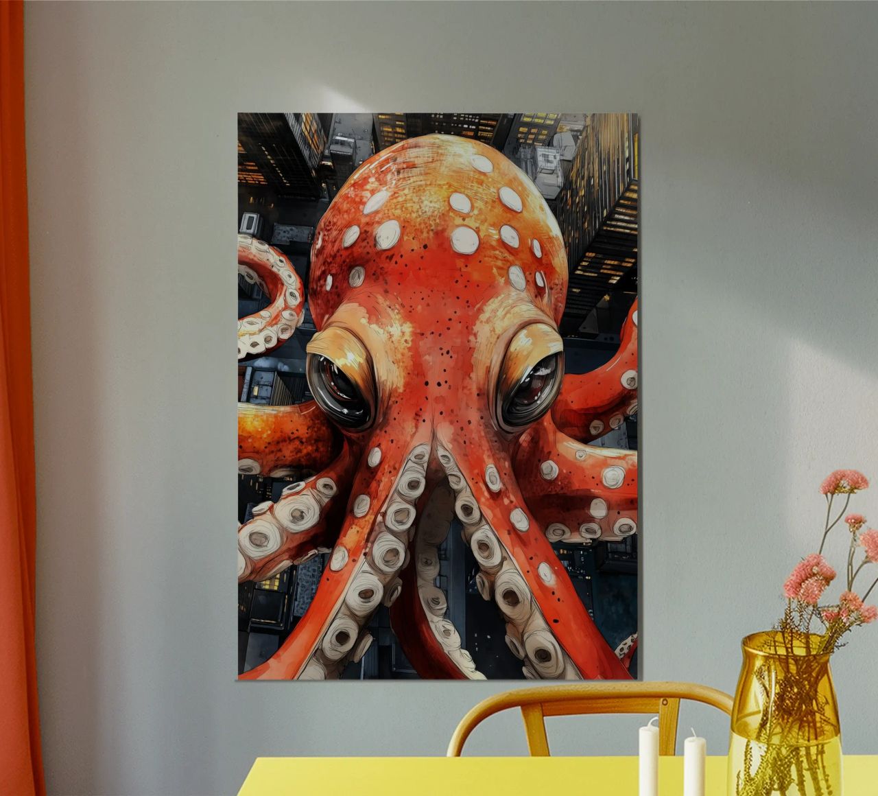 Art animalier de la pieuvre rouge poster de Justyna Jaszke JBJart