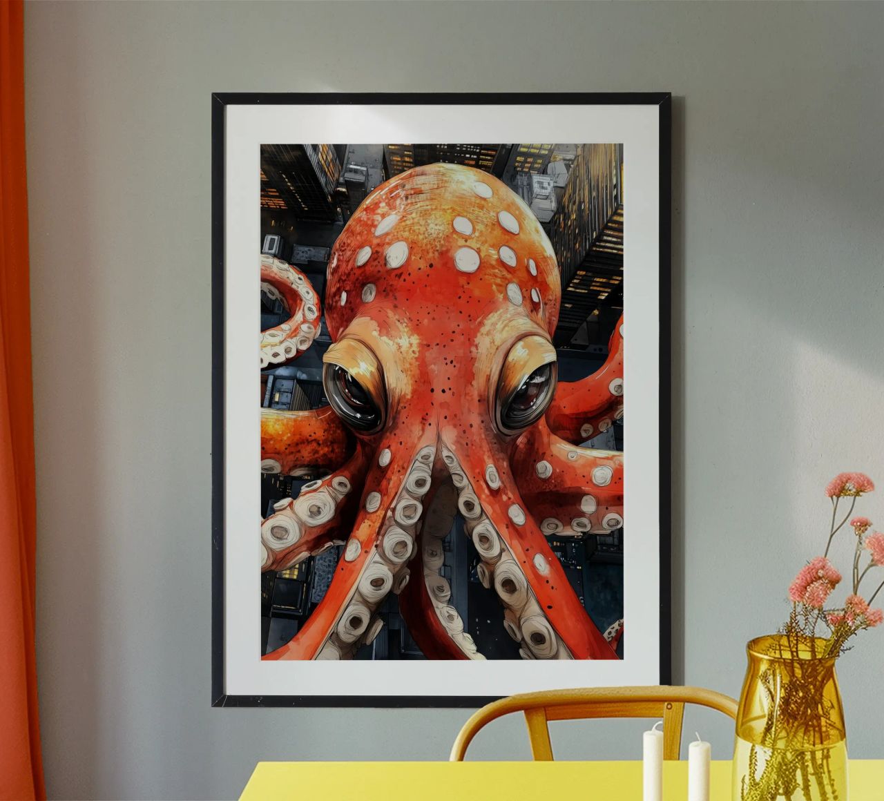 Art animalier de la pieuvre rouge poster de Justyna Jaszke JBJart