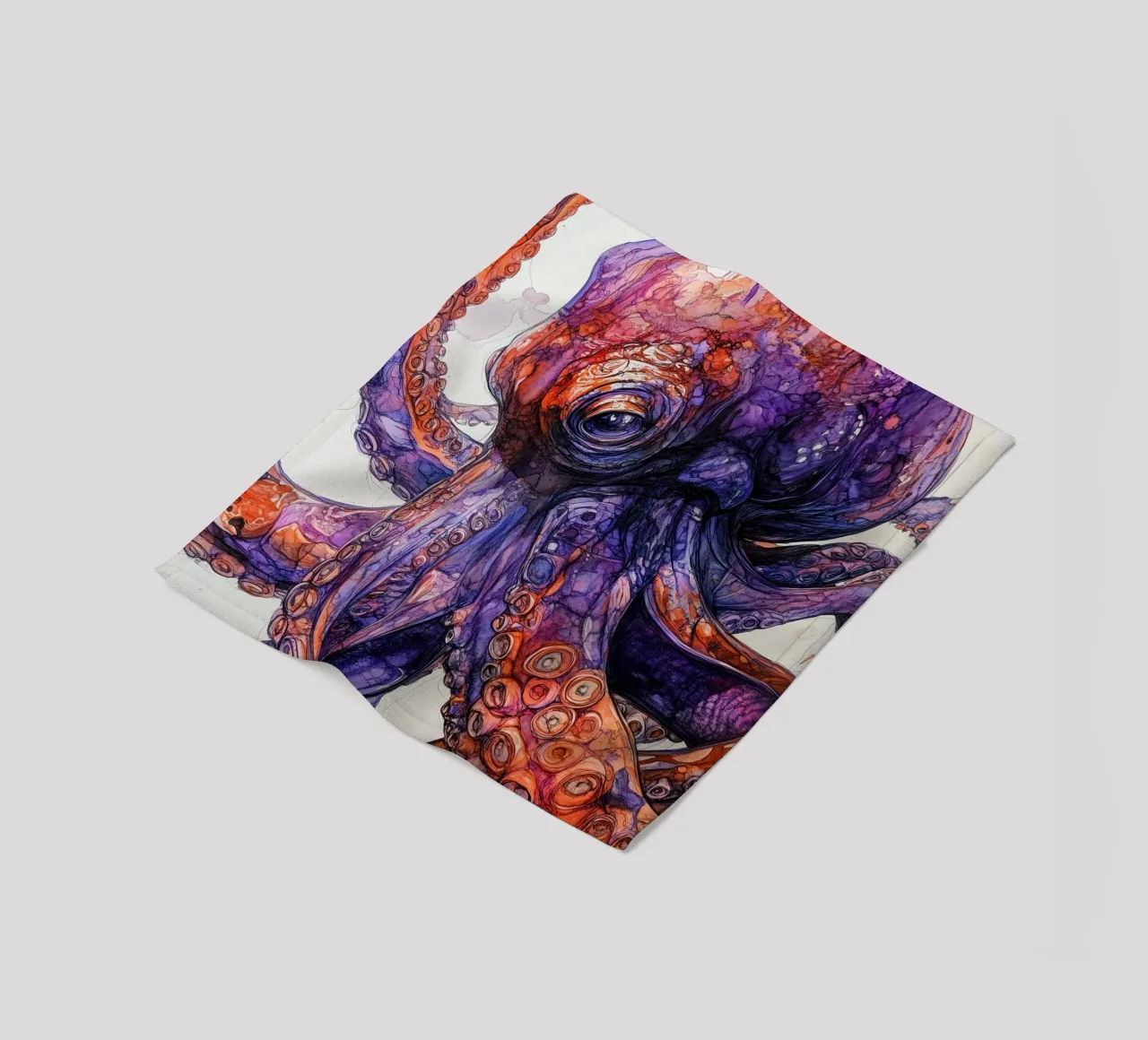 Arte pulpo púrpura y naranja manta de franela de Justyna Jaszke JBJart