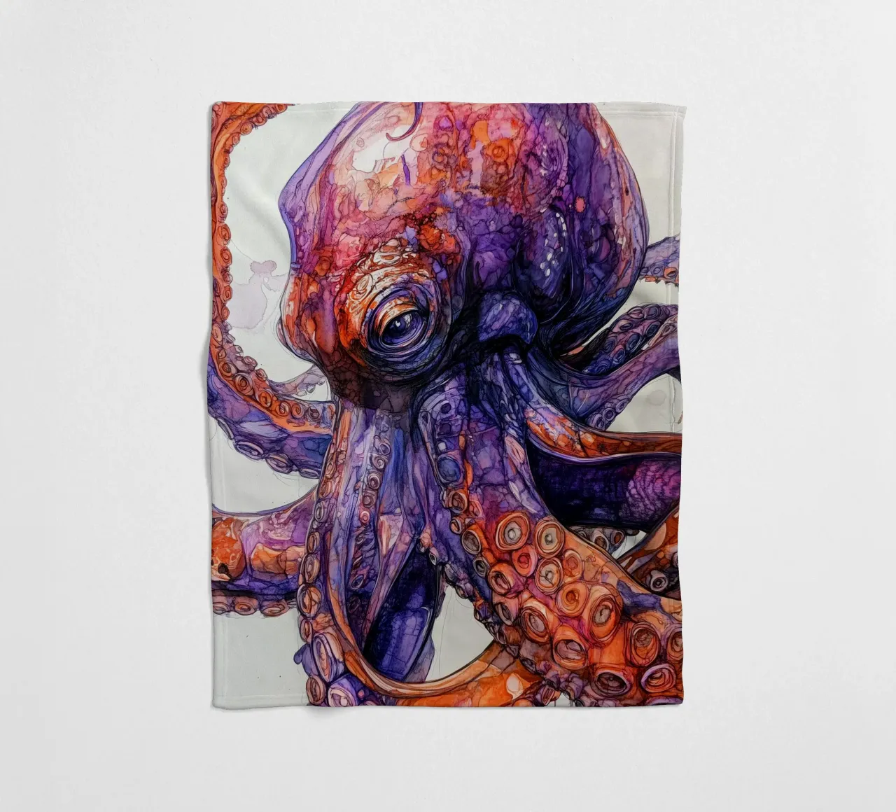 Arte pulpo púrpura y naranja manta de franela de Justyna Jaszke JBJart