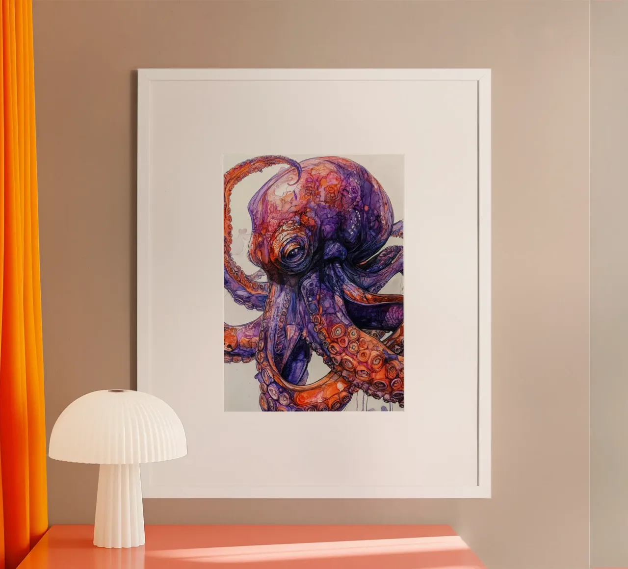 Polpo viola e arancione poster da Justyna Jaszke JBJart