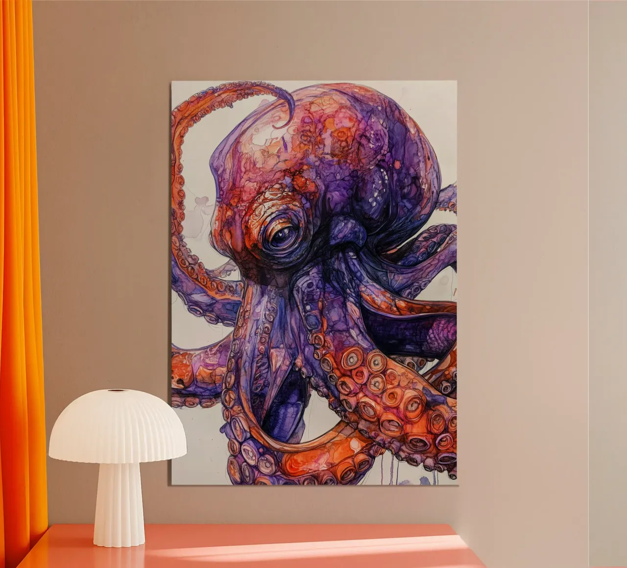 Polpo viola e arancione poster da Justyna Jaszke JBJart
