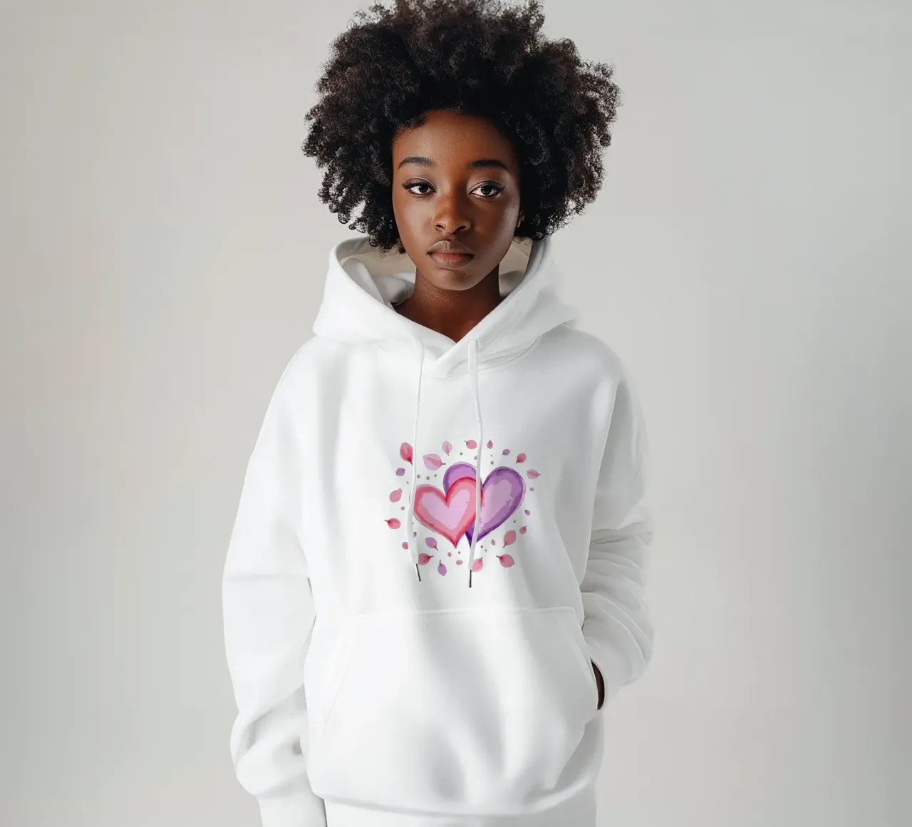 Cuori acquerellati: Amore in fiore felpa con cappuccio da artdesign1985