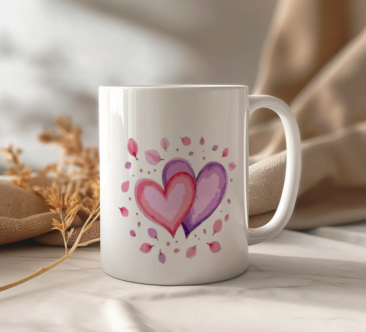 Cuori acquerellati: Amore in fiore tazza in ceramica da artdesign1985