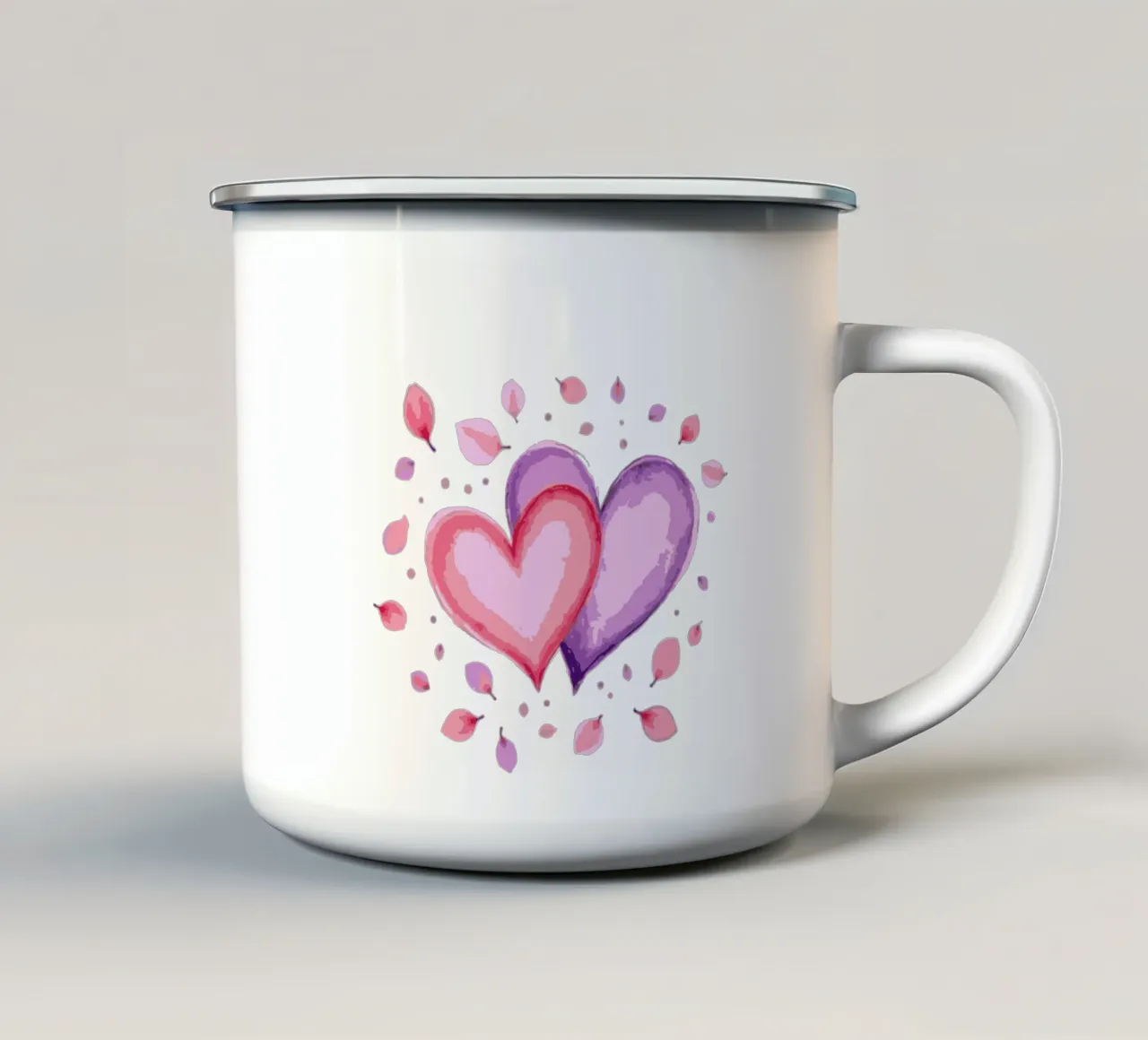 Cuori acquerellati: Amore in fiore tazza in smalto da artdesign1985