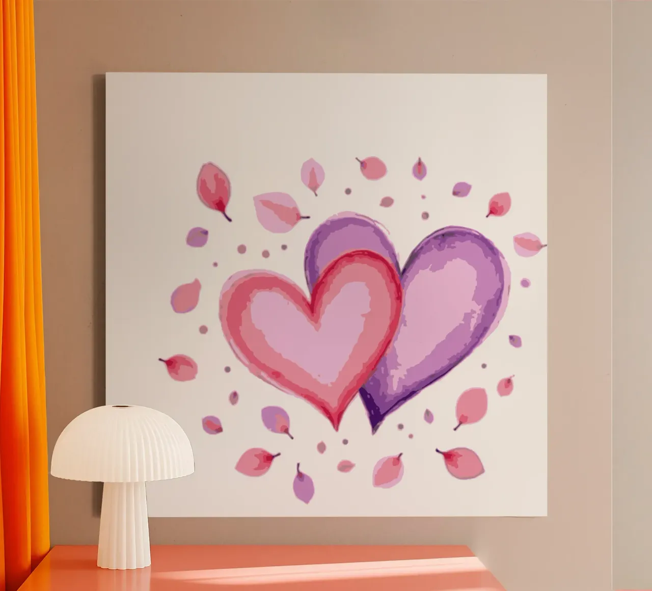 Cuori acquerellati: Amore in fiore tela con Cornice a cassetta da artdesign1985