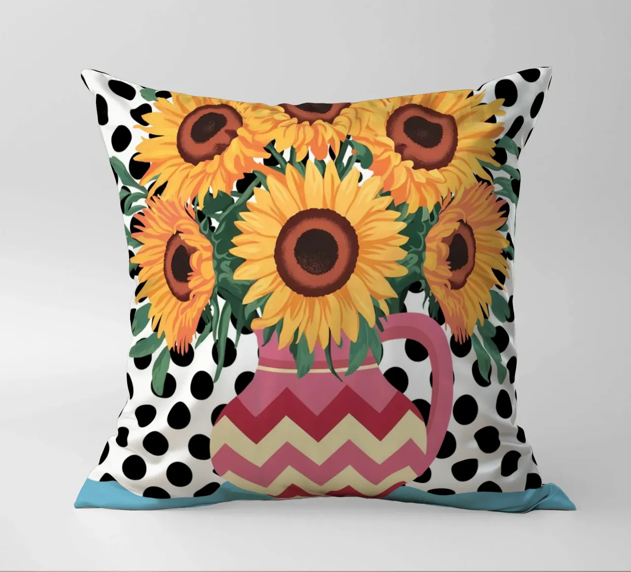 Brocca con girasole e macchie cuscino da logic