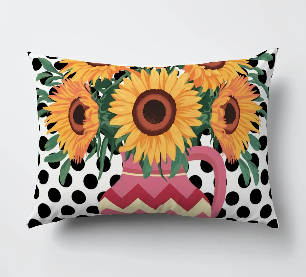 Brocca con girasole e macchie cuscino da logic