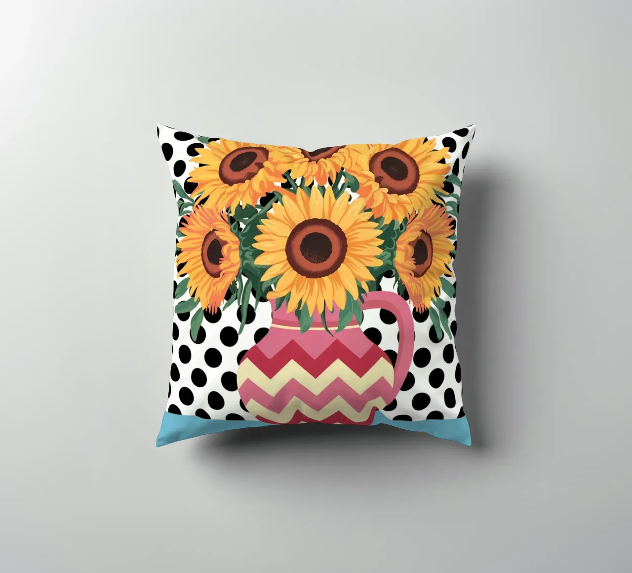 Brocca con girasole e macchie cuscino da logic