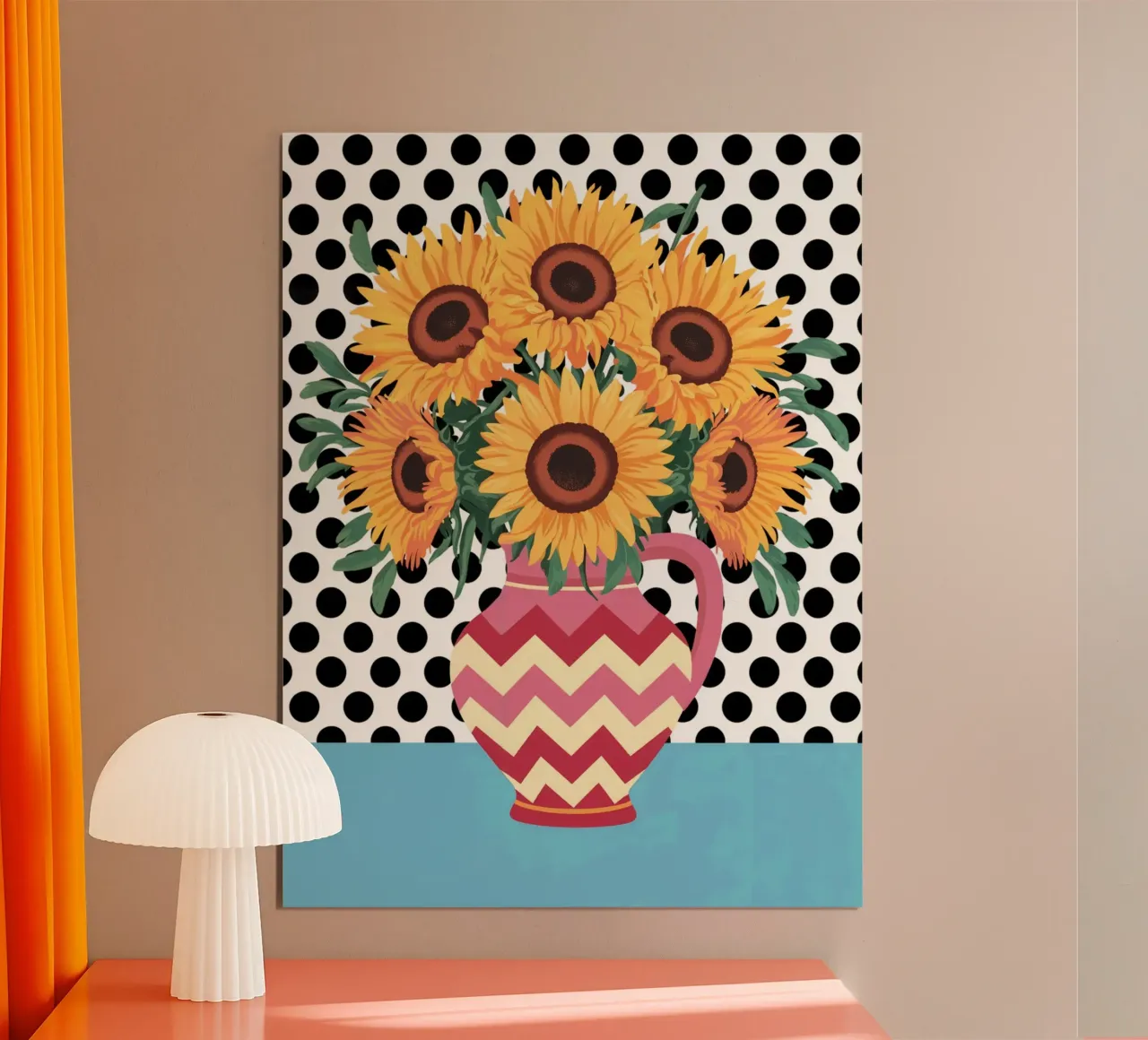 Brocca con girasole e macchie carta hahnemühle da logic