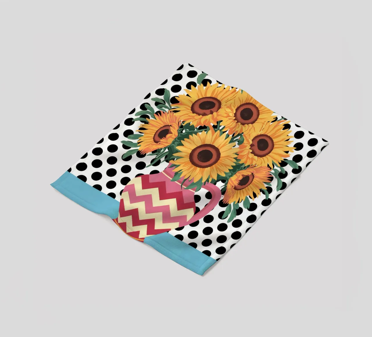 Brocca con girasole e macchie coperta in pile da logic