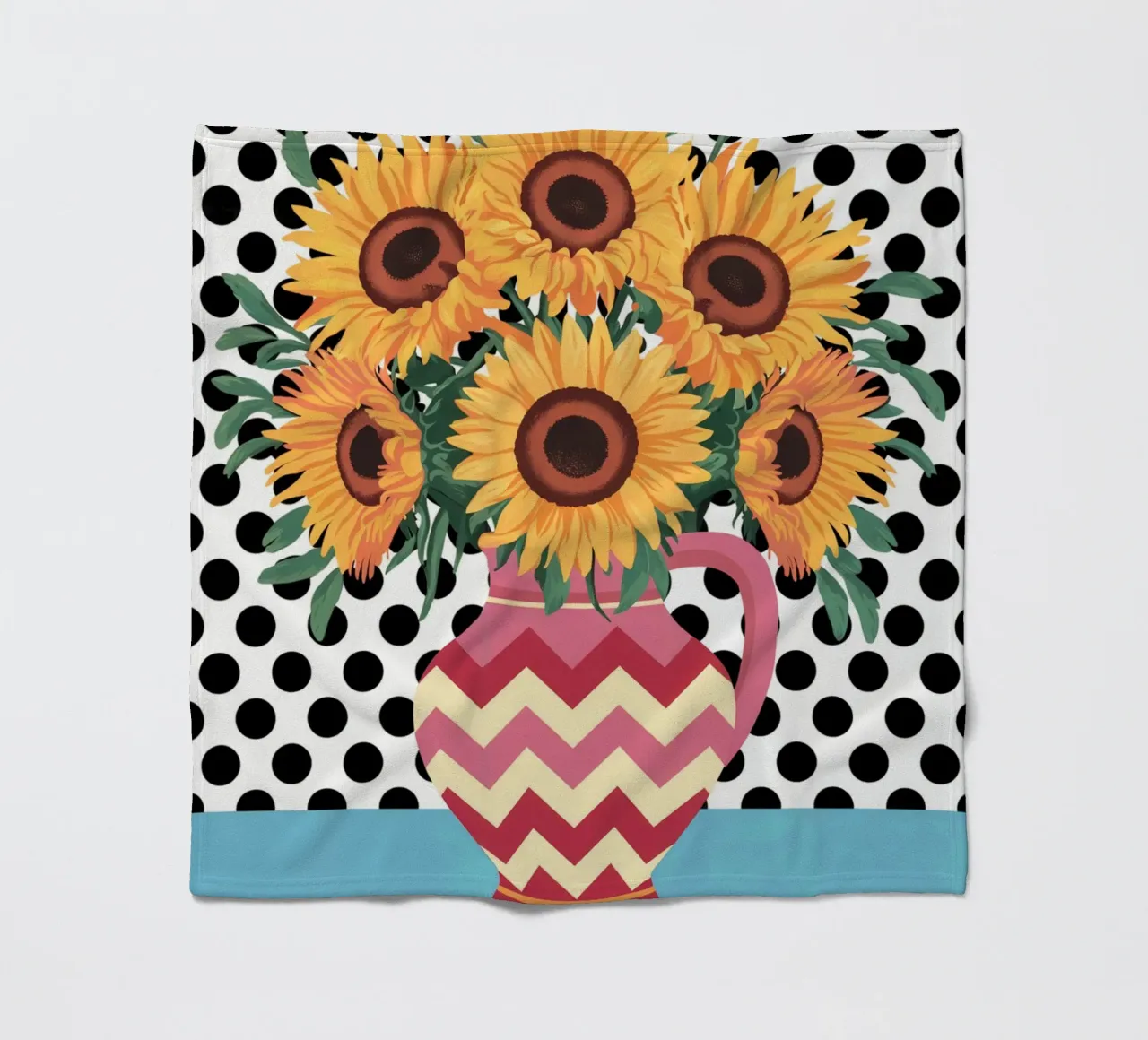 Brocca con girasole e macchie coperta in pile da logic