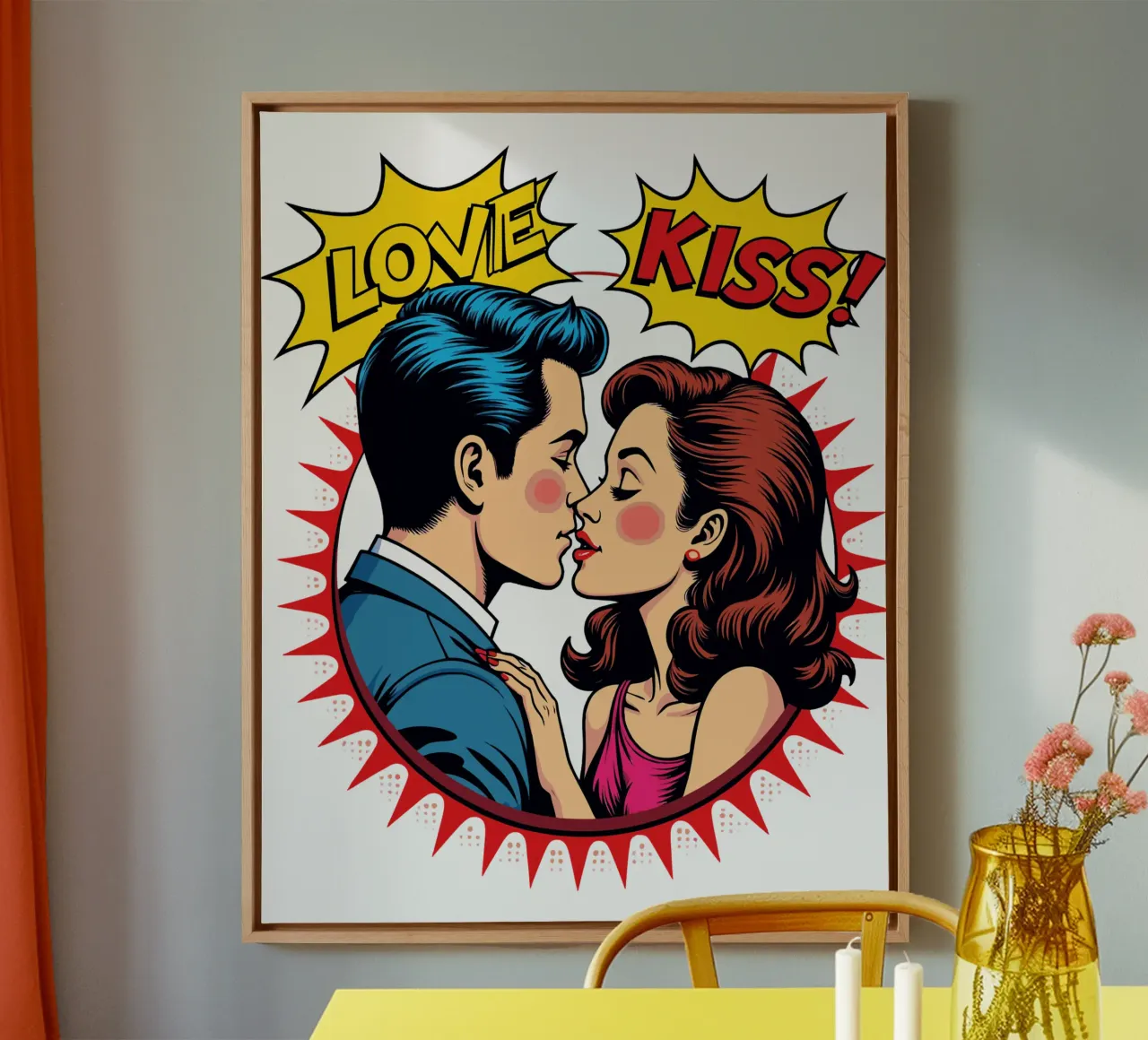 Romanticismo pop art vintage tela con Cornice a cassetta da artdesign1985