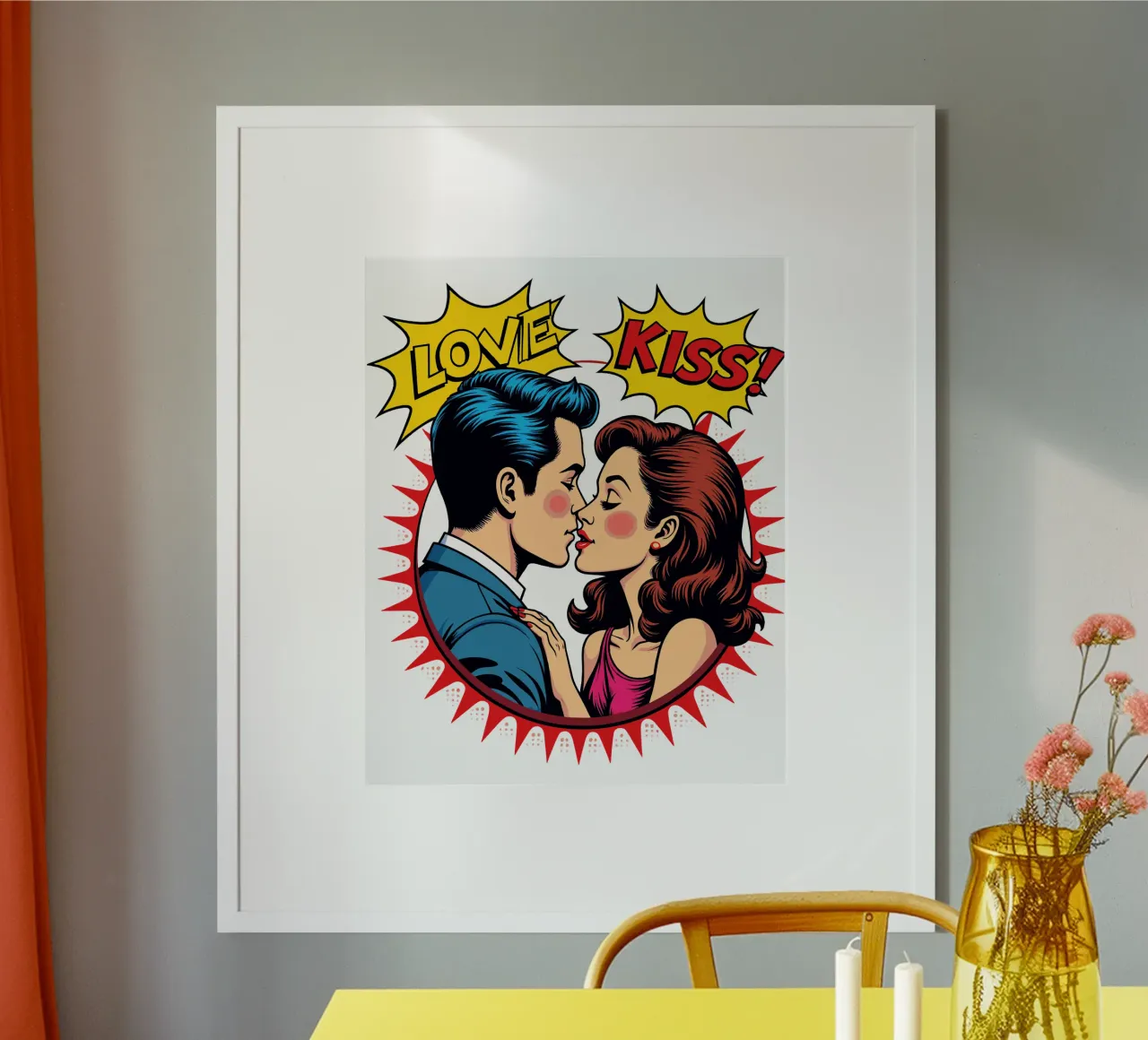 Romanticismo pop art vintage poster con telaio in alluminio da artdesign1985