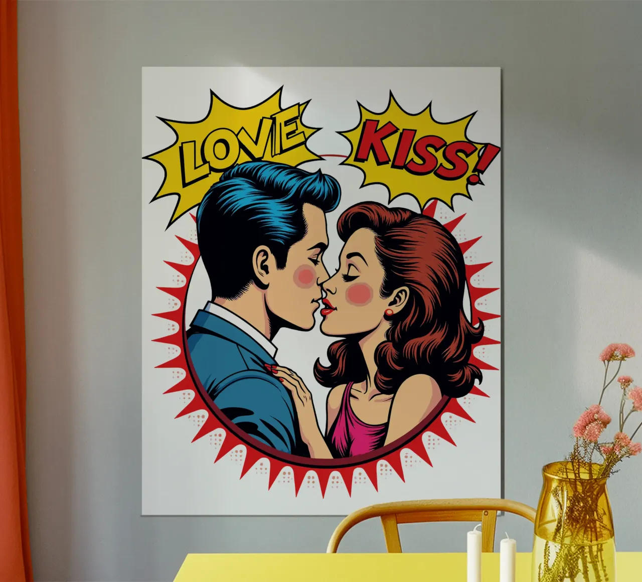Romanticismo pop art vintage poster con telaio in alluminio da artdesign1985