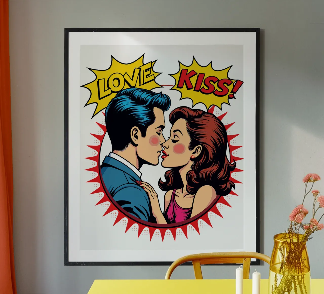 Romanticismo pop art vintage poster con telaio in alluminio da artdesign1985