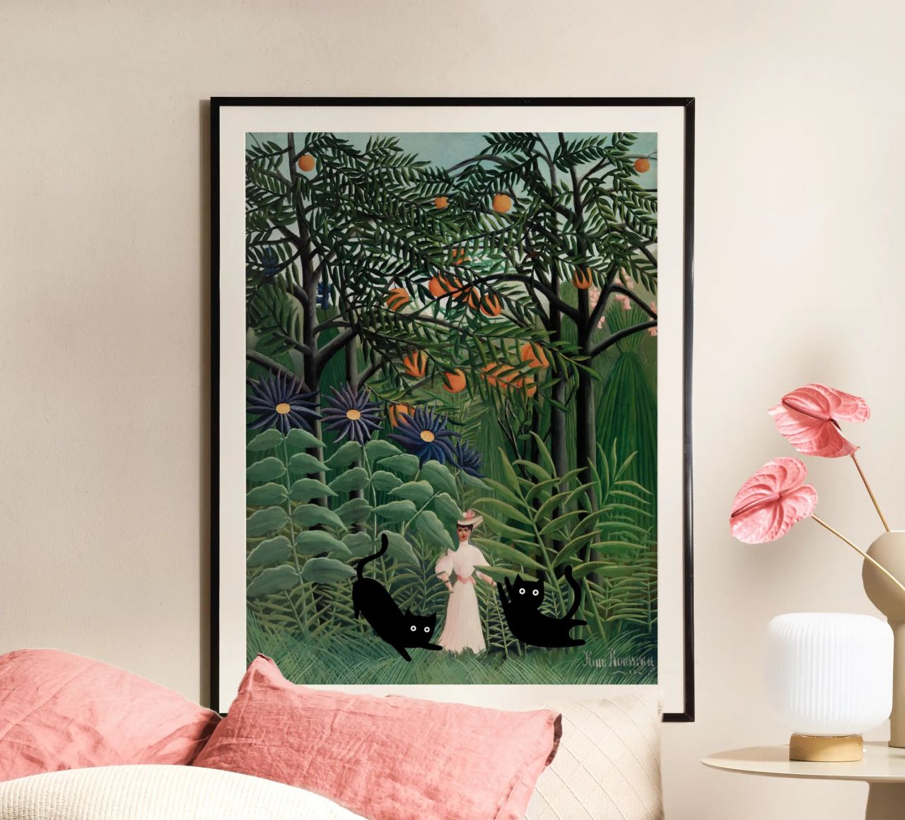 Henri Rousseau Woman, Exotic Forest with Black Cats poster by Peaches Art Prints