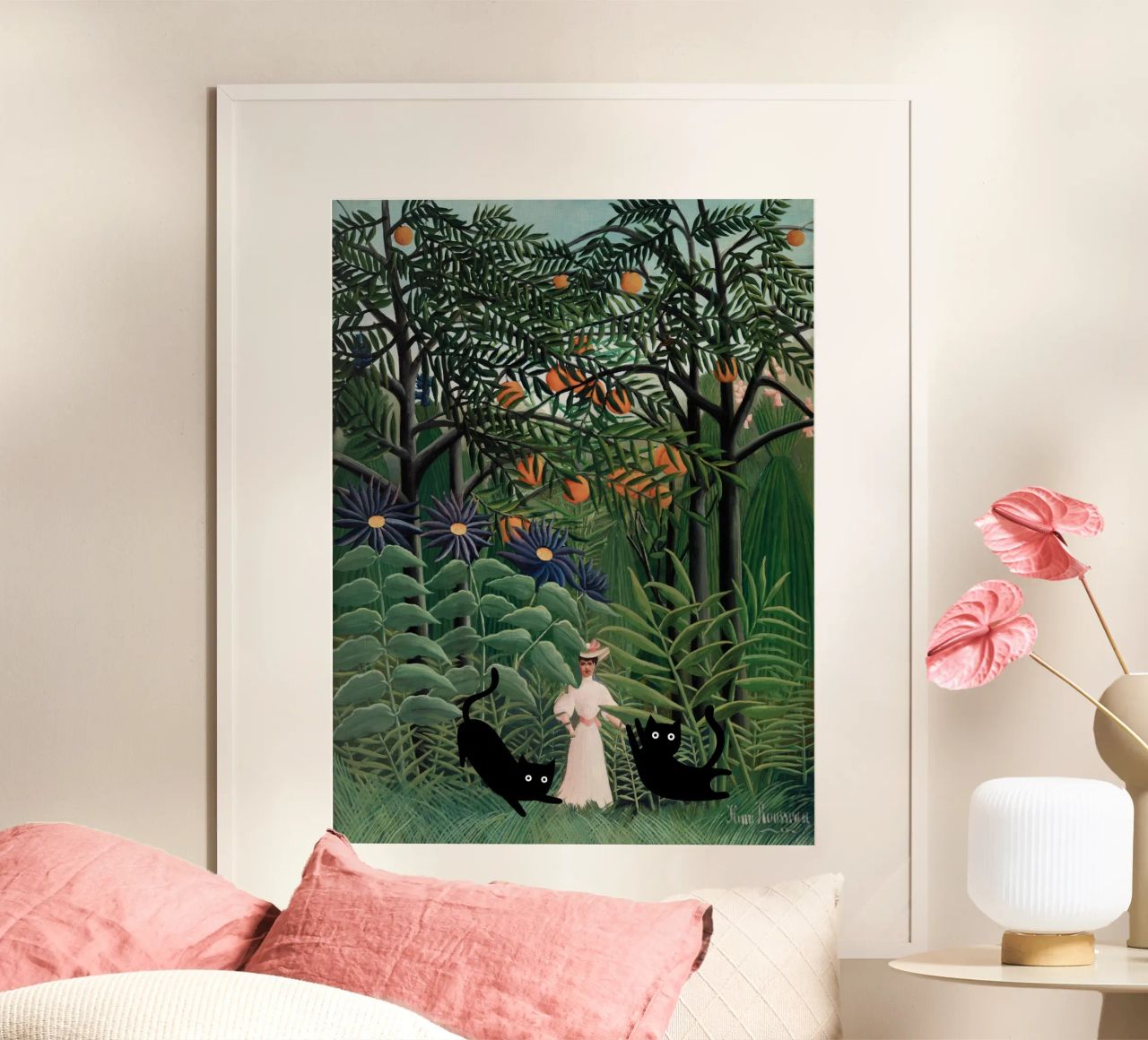 Henri Rousseau Woman, Exotic Forest with Black Cats poster by Peaches Art Prints