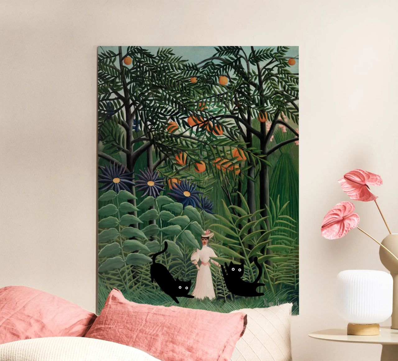 Henri Rousseau Woman, Exotic Forest with Black Cats poster by Peaches Art Prints