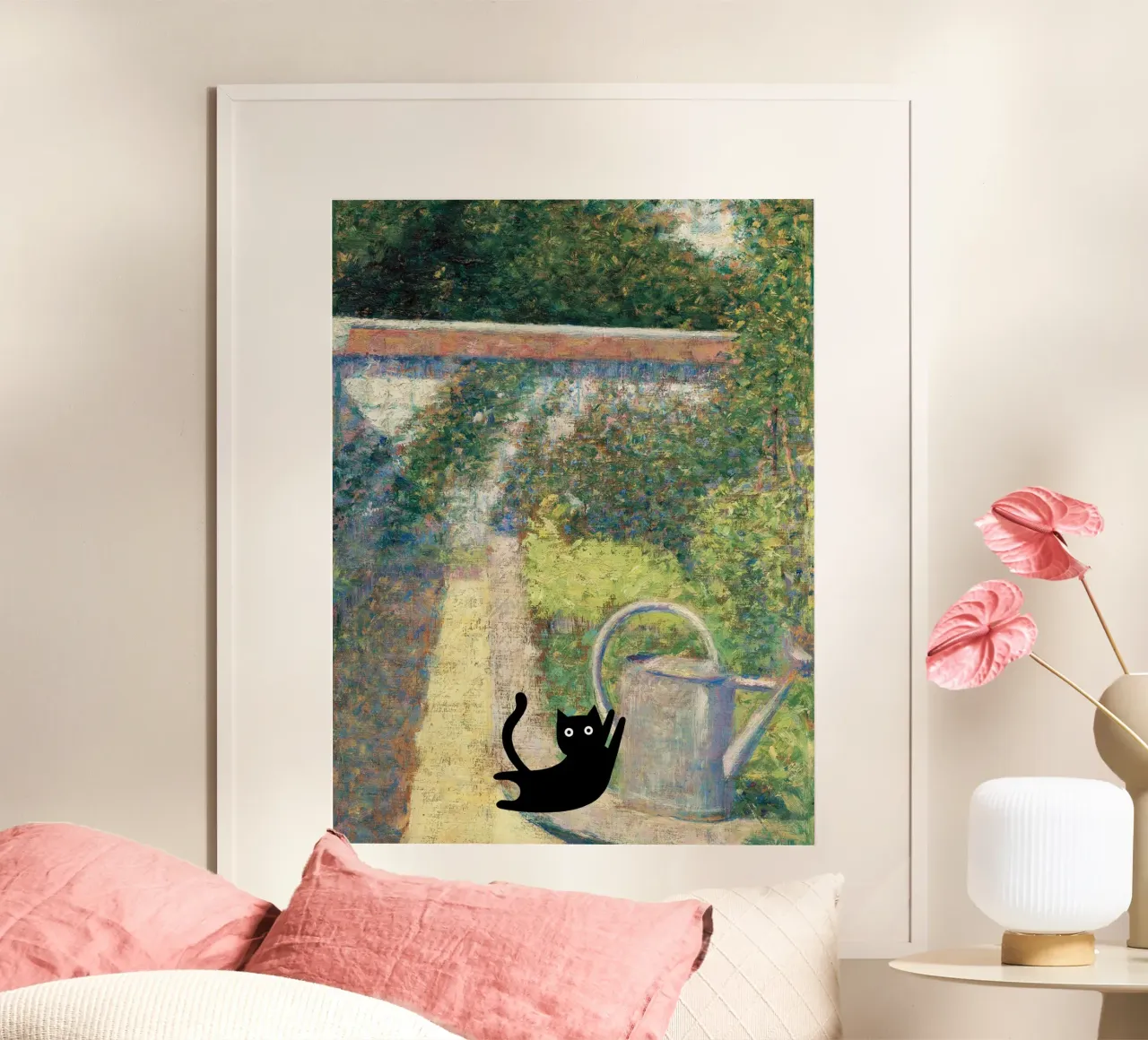 Seurat Georges, The Watering Can, Black Cat poster da Peaches Art Prints