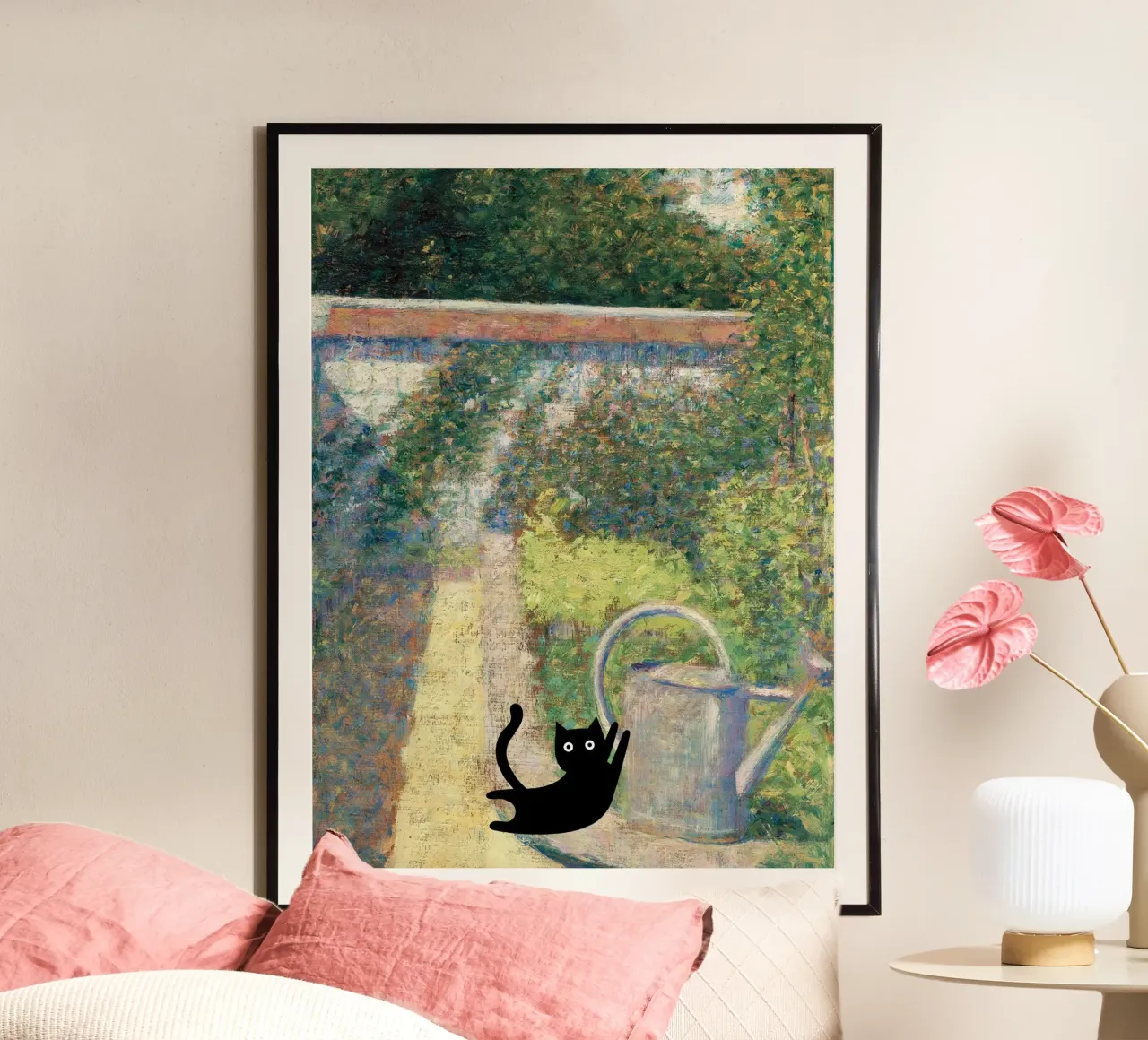 Seurat Georges, The Watering Can, Black Cat poster da Peaches Art Prints