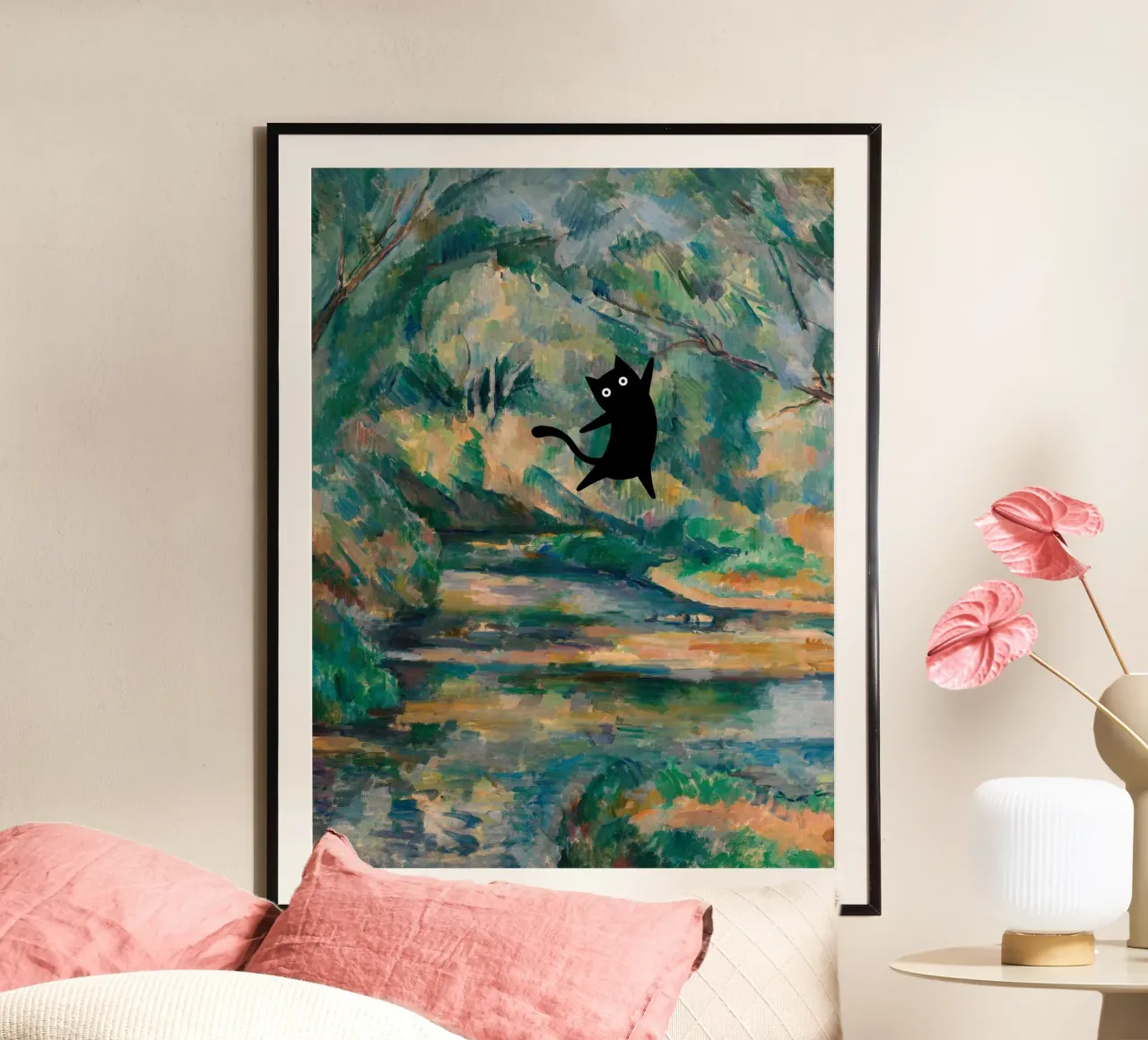 Paul Cezanne, Il ruscello con il gatto nero poster da Peaches Art Prints