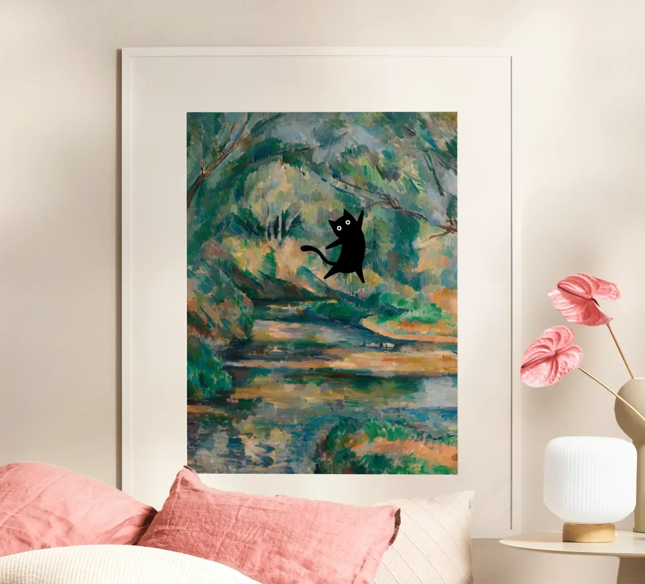 Paul Cezanne, Il ruscello con il gatto nero poster da Peaches Art Prints