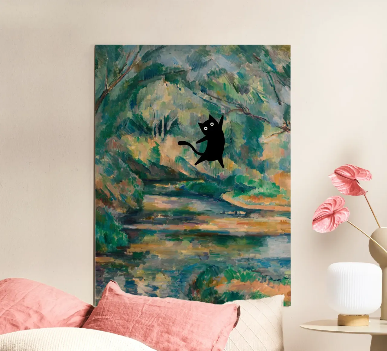 Paul Cezanne, Il ruscello con il gatto nero poster da Peaches Art Prints