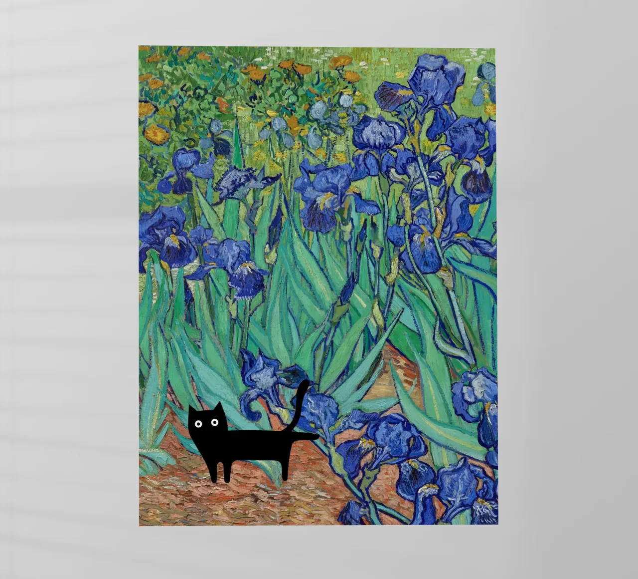 Vincent Van Gogh Iris con gatto nero pellicola backlit da Peaches Art Prints