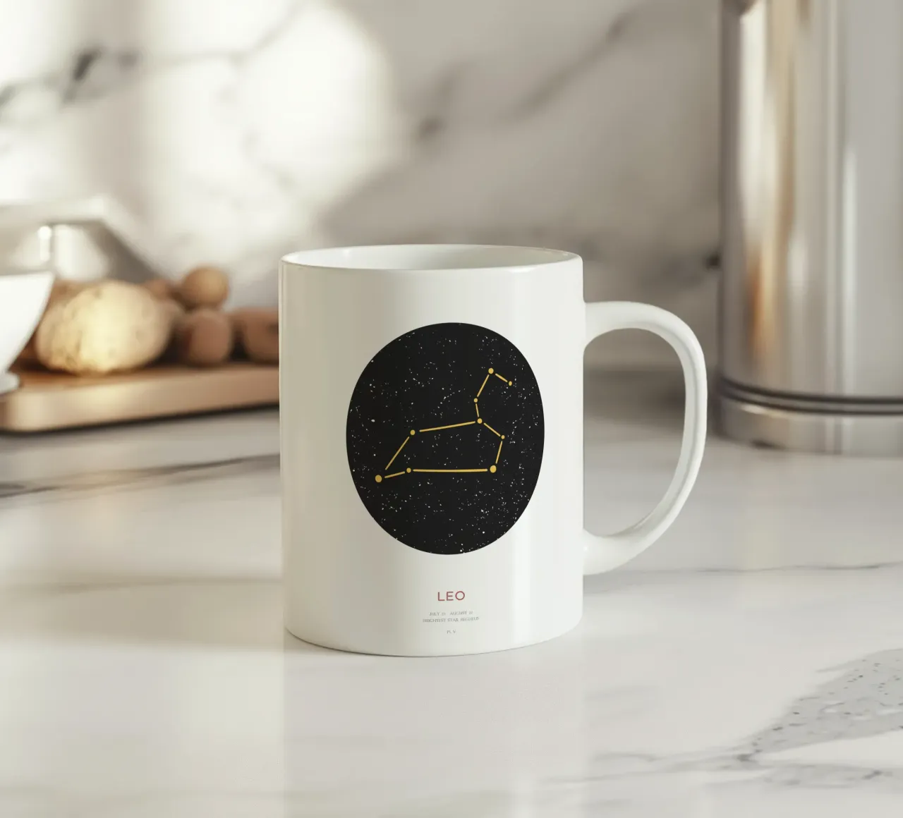 Leo - Constellation of the zodiac ceramic mug by Vintagrafica