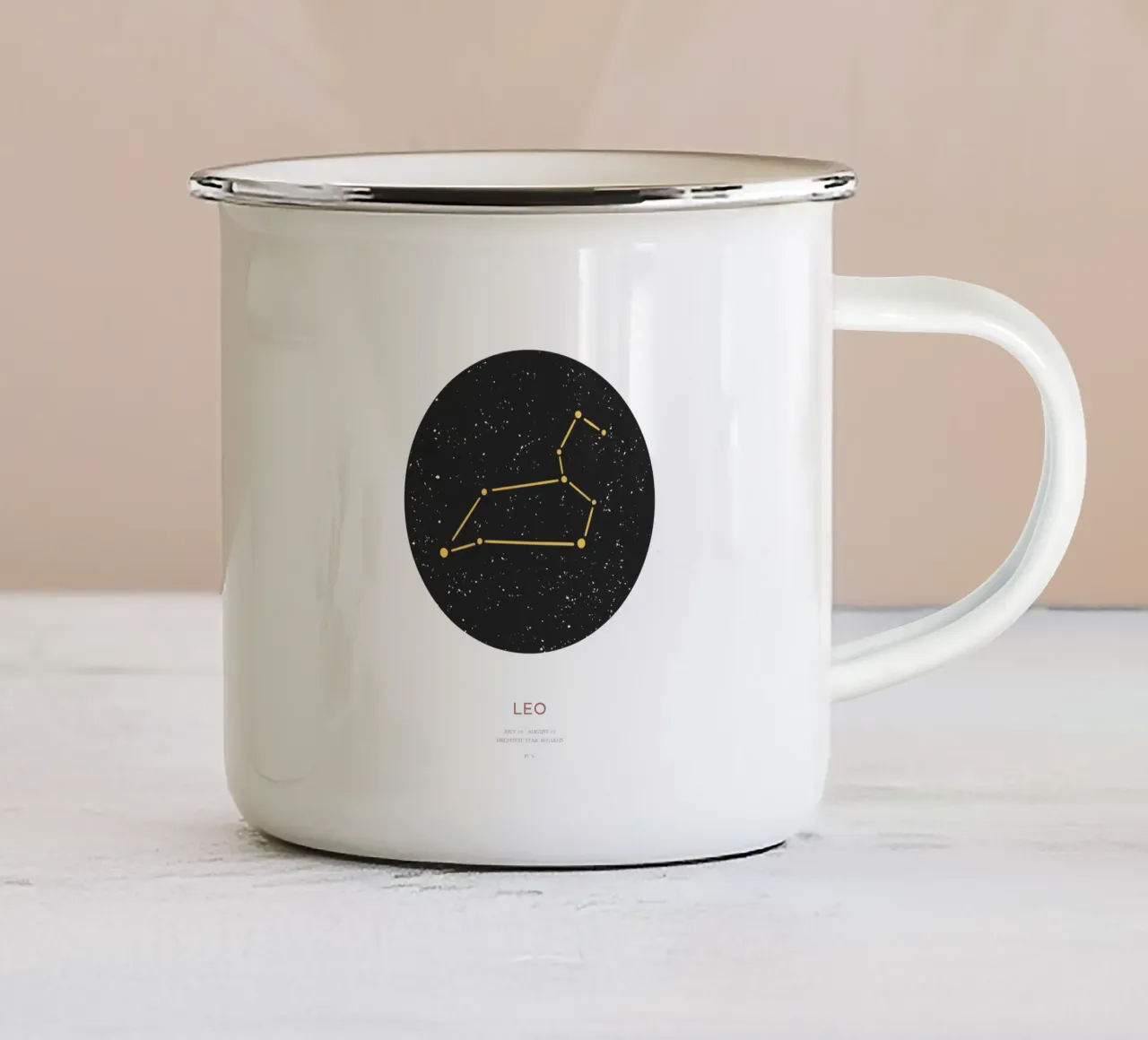 Leone - Costellazione dello zodiaco tazza in smalto da Vintagrafica