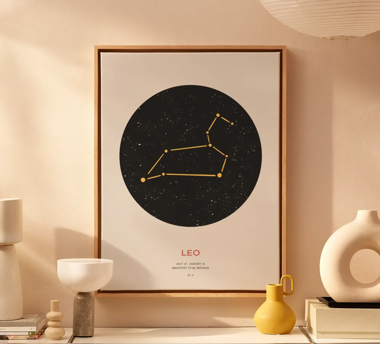 Leo - Constellation of the zodiac canvas with Floater frame by Vintagrafica