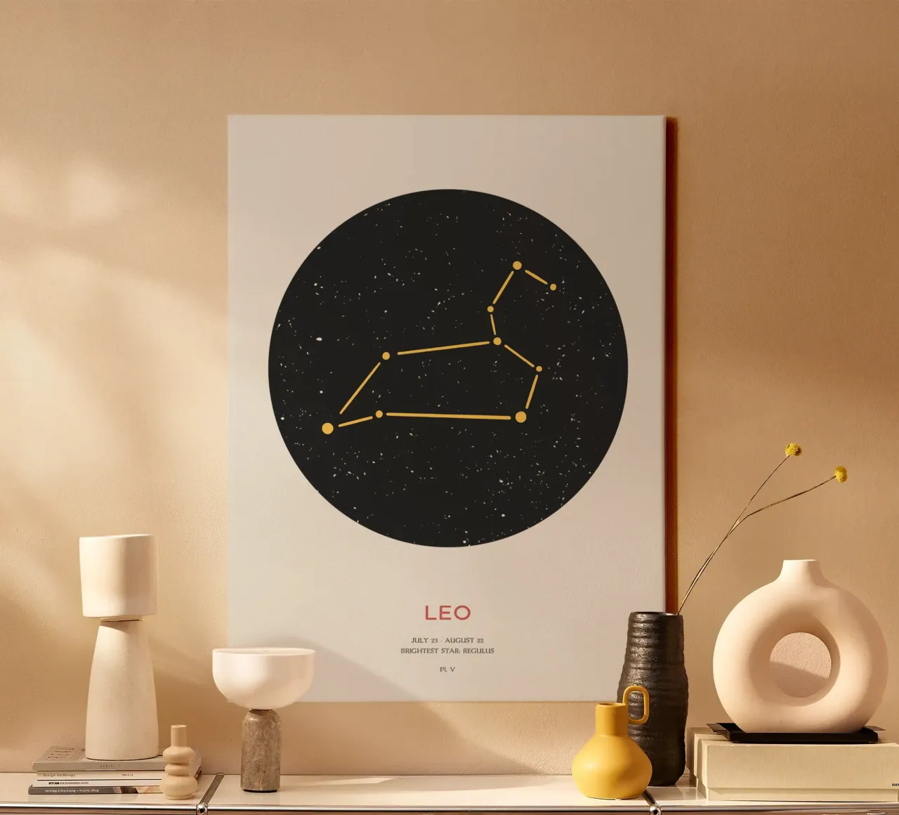 Leo - Constellation of the zodiac canvas with Floater frame by Vintagrafica