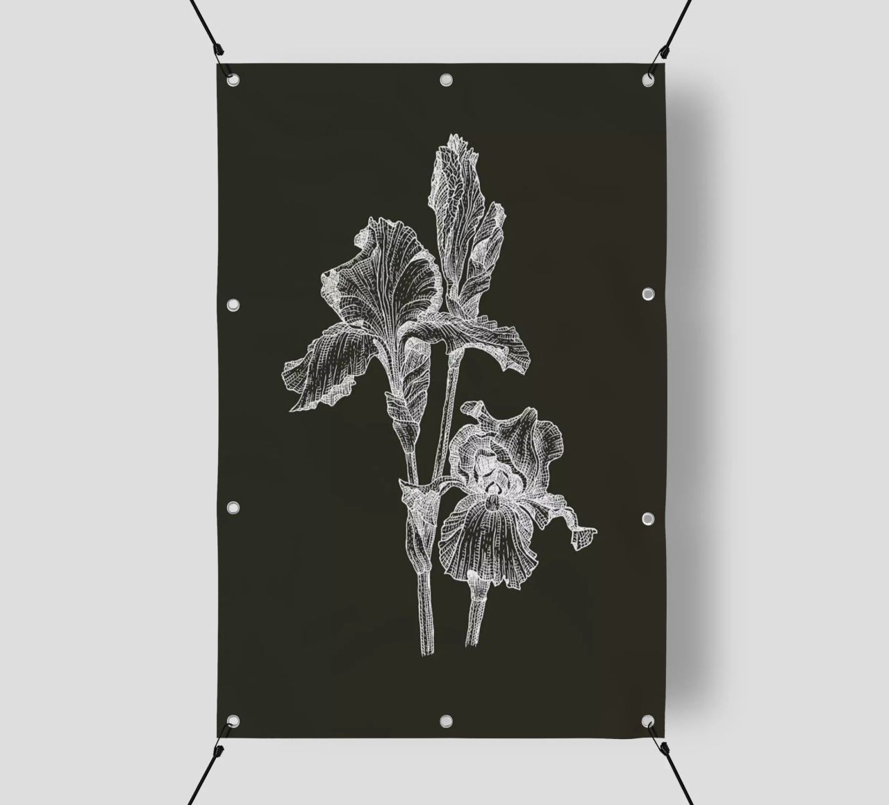 Orchids - White on Grey telo in pvc da Pen & Ink