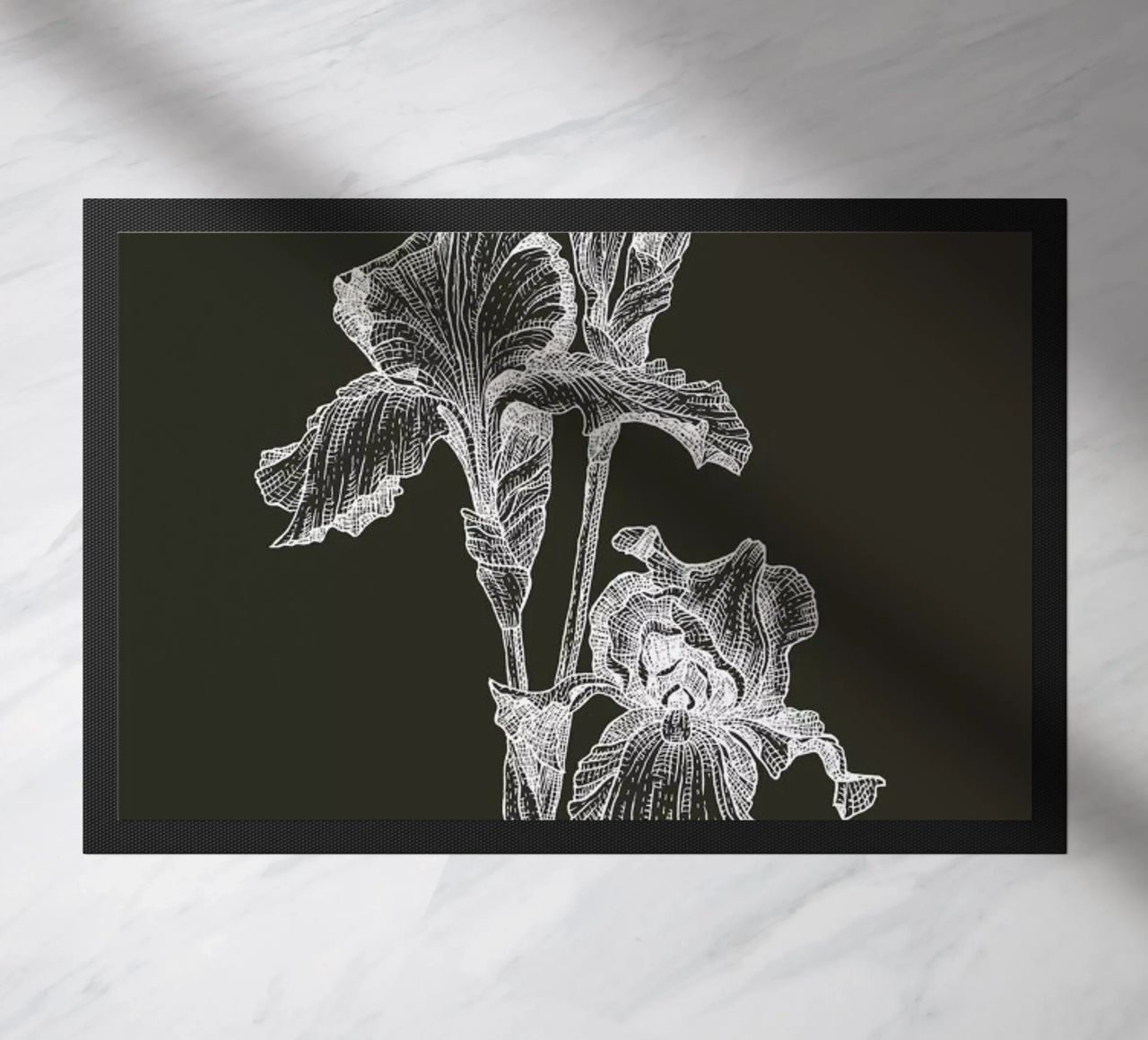 Orchids - White on Grey zerbino da Pen & Ink