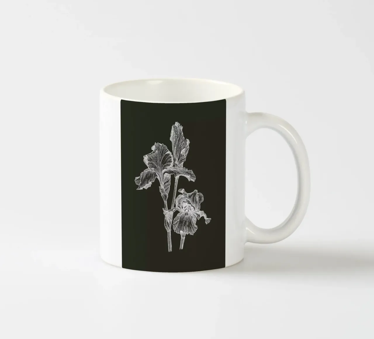 Orchids - White on Grey taza de cerámica de Pen & Ink