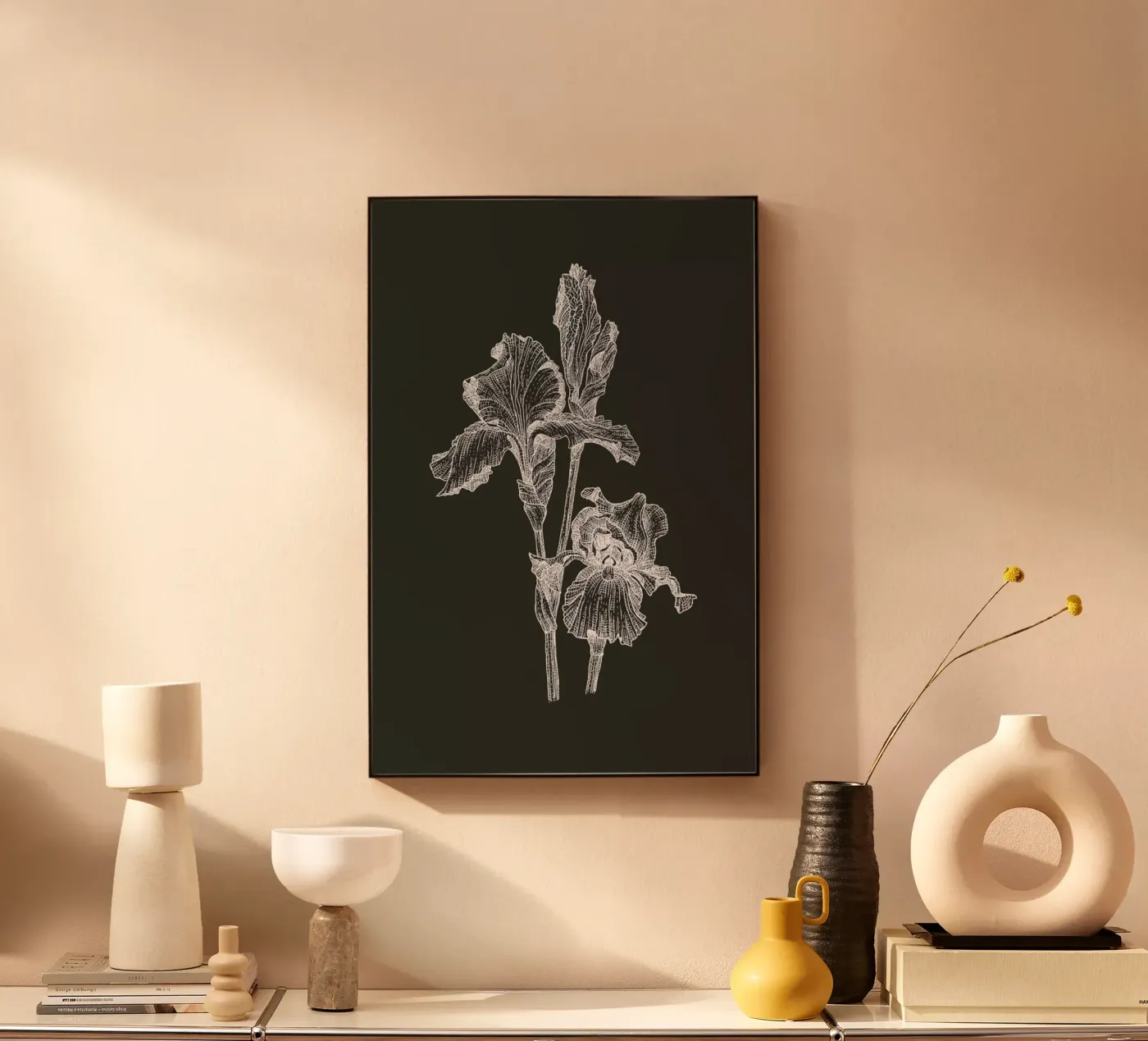 Orchids - White on Grey plexiglass da Pen & Ink