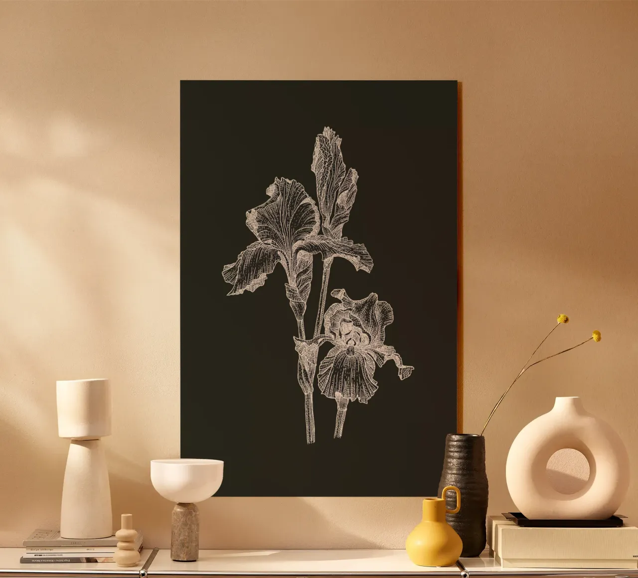 Orchids - White on Grey plexiglass da Pen & Ink