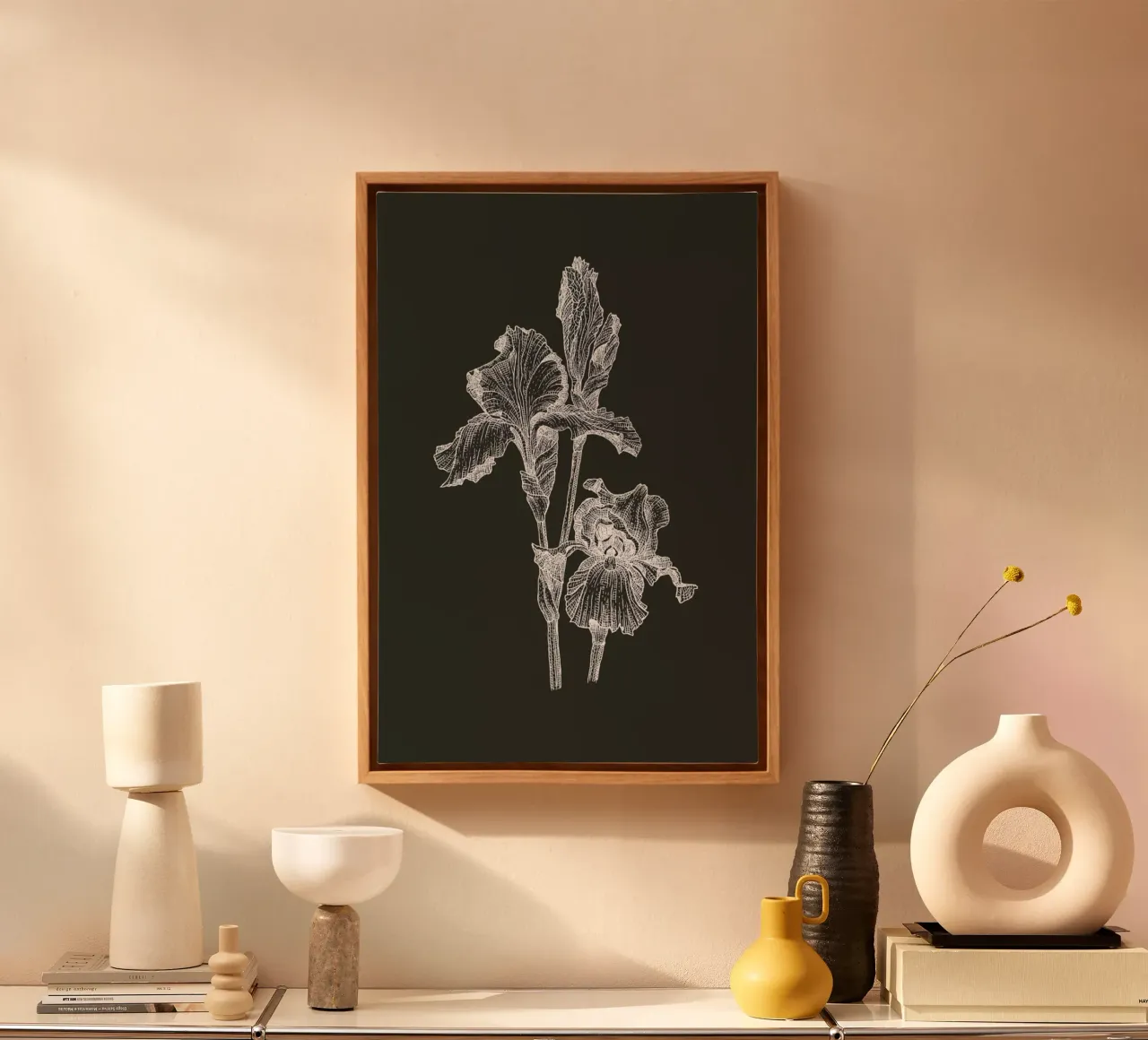 Orchids - White on Grey tela con Cornice a cassetta da Pen & Ink