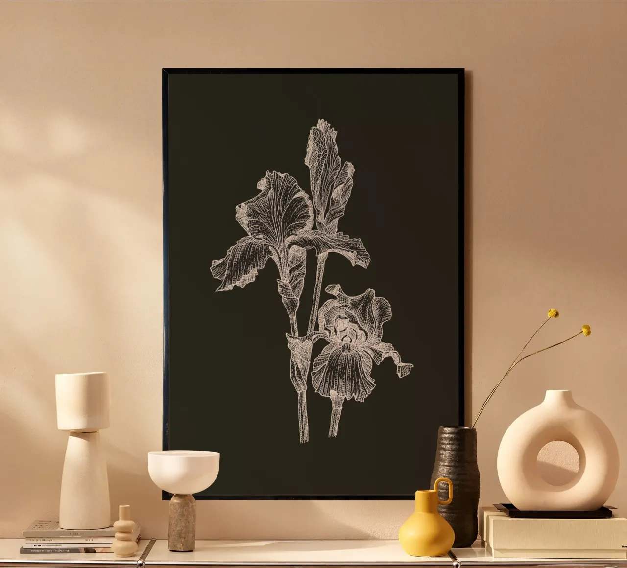 Orchids - White on Grey carta hahnemühle da Pen & Ink
